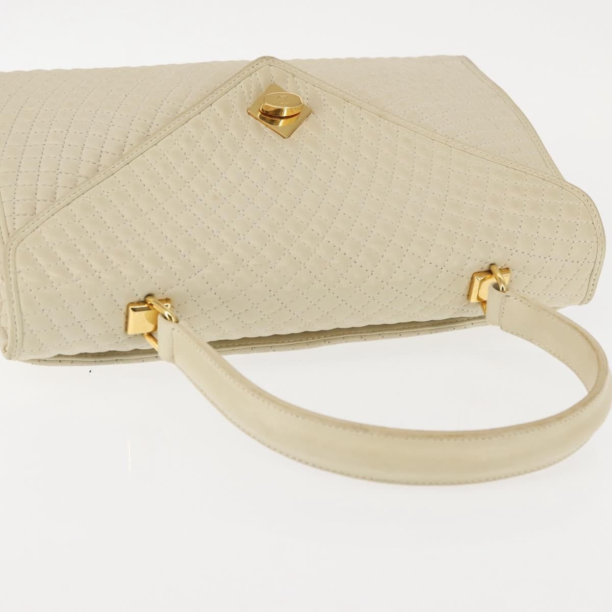Bally Vintage Quilted Leather Beige Leather Handbag (Pre-Owned)