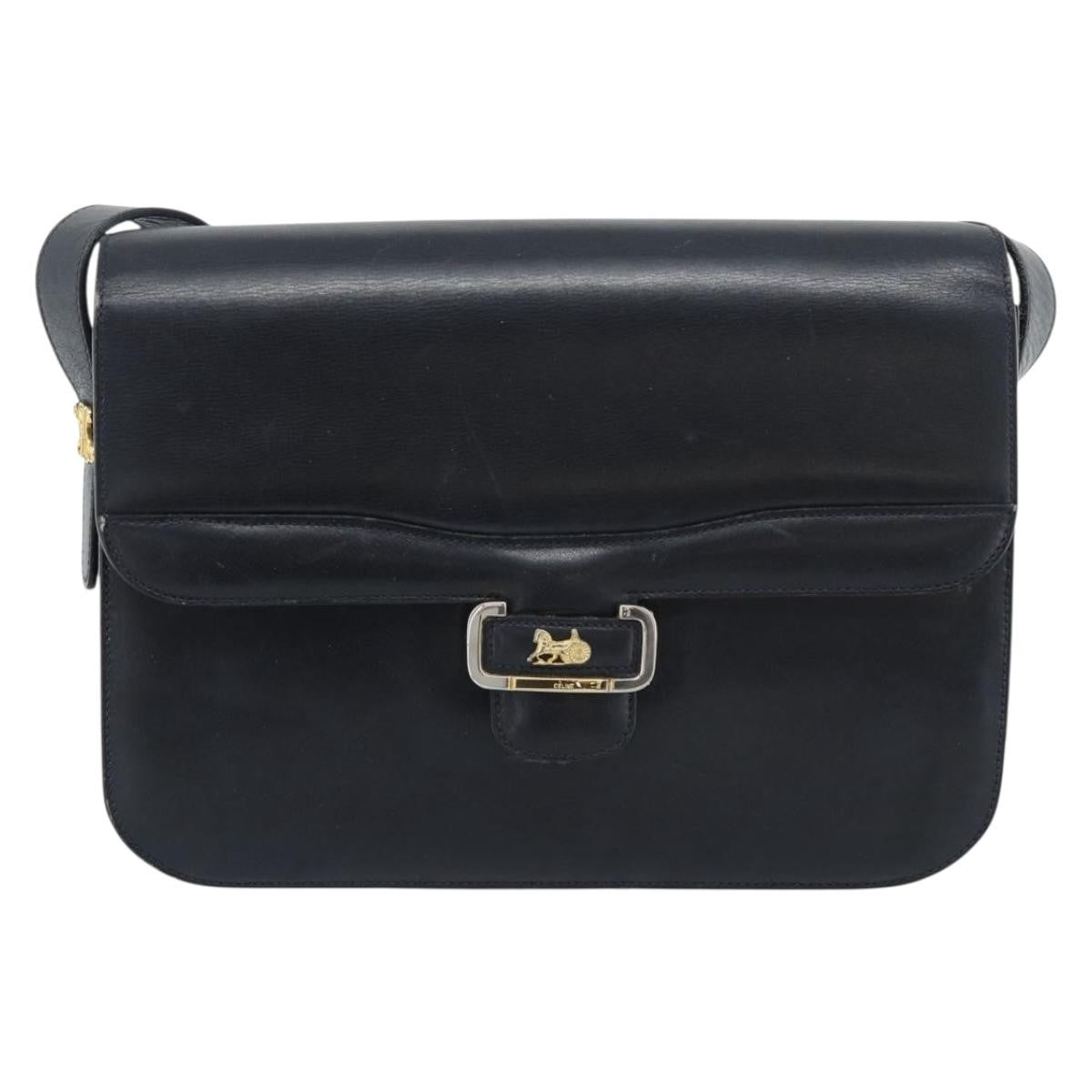 Celine Vintage Horse Carriage Bag Trihomphe Leather Navy Leather Shoulder Bag Bag (Pre-Owned)
