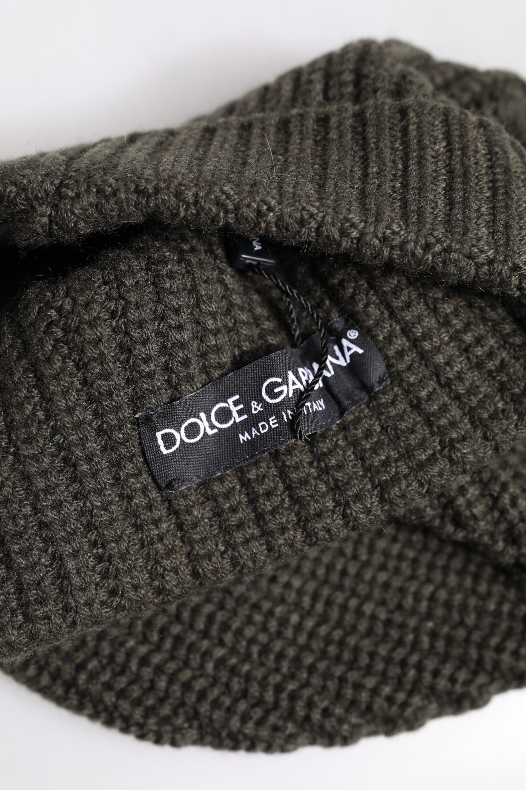 Dolce & Gabbana Dark Gray Cashmere Knit Winter Beanie Men's Hat