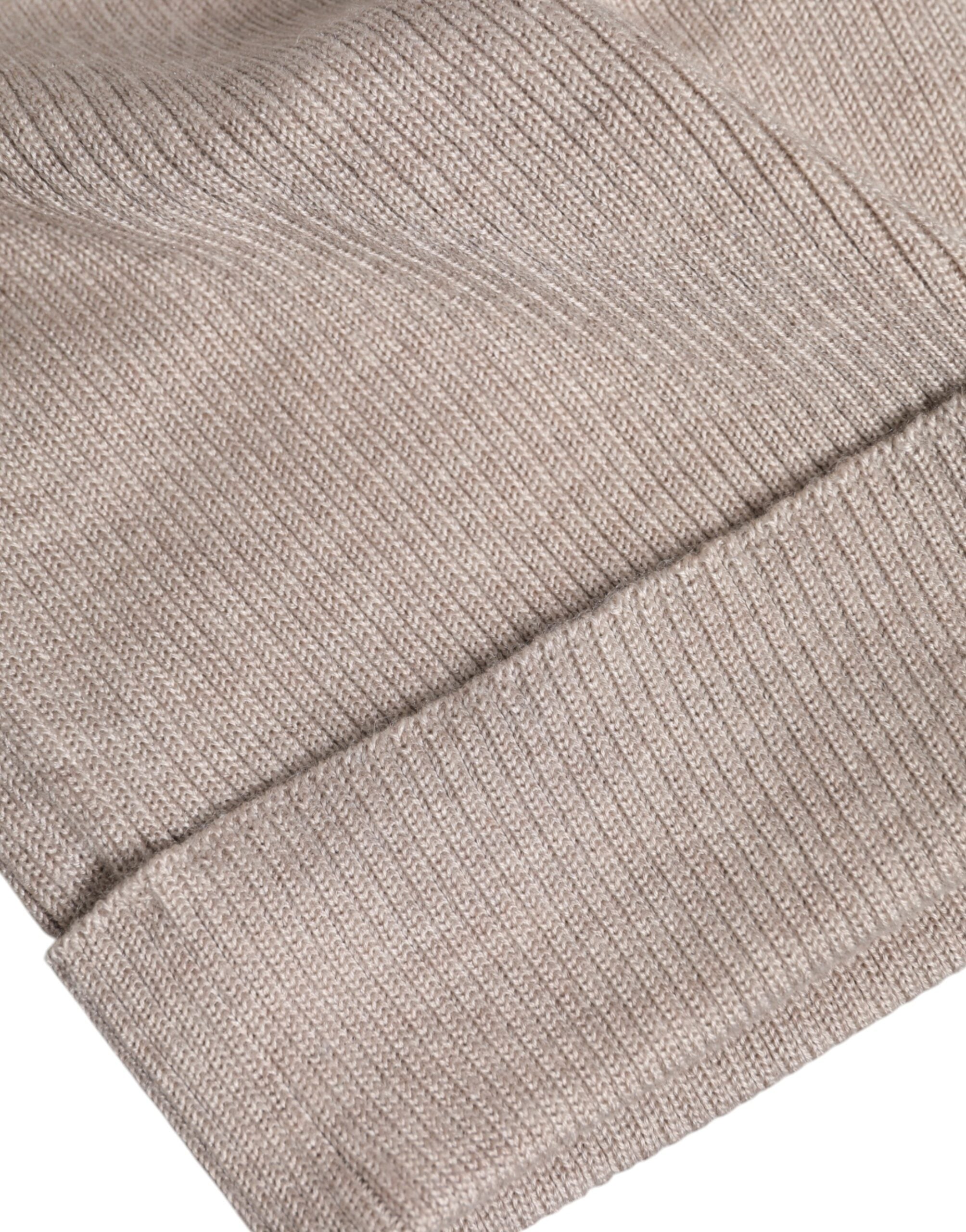 Dolce & Gabbana Beige Cashmere Knitted Winter Beanie Men's Hat