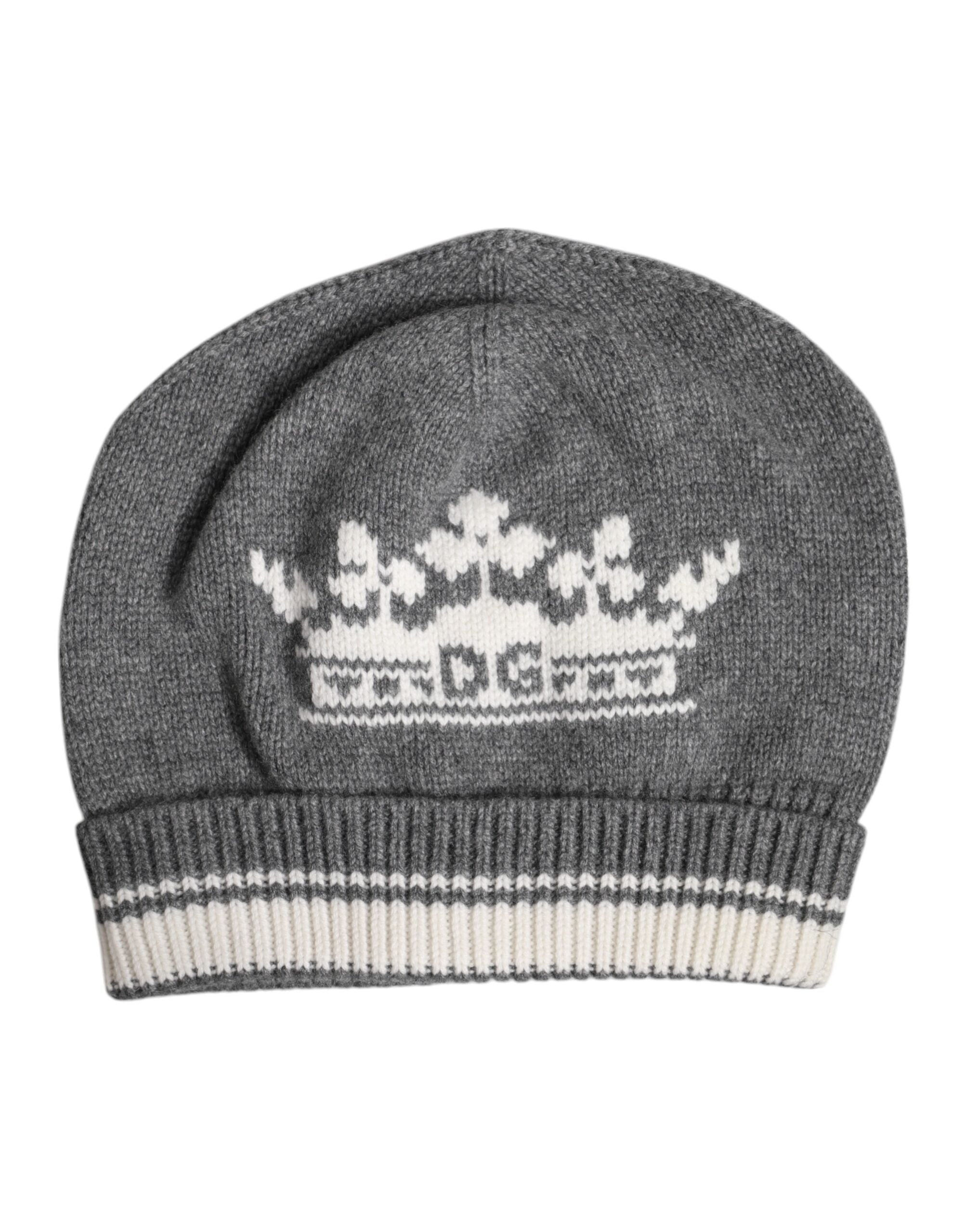 Dolce & Gabbana Gray Cashmere Knitted Winter Beanie Men's Hat