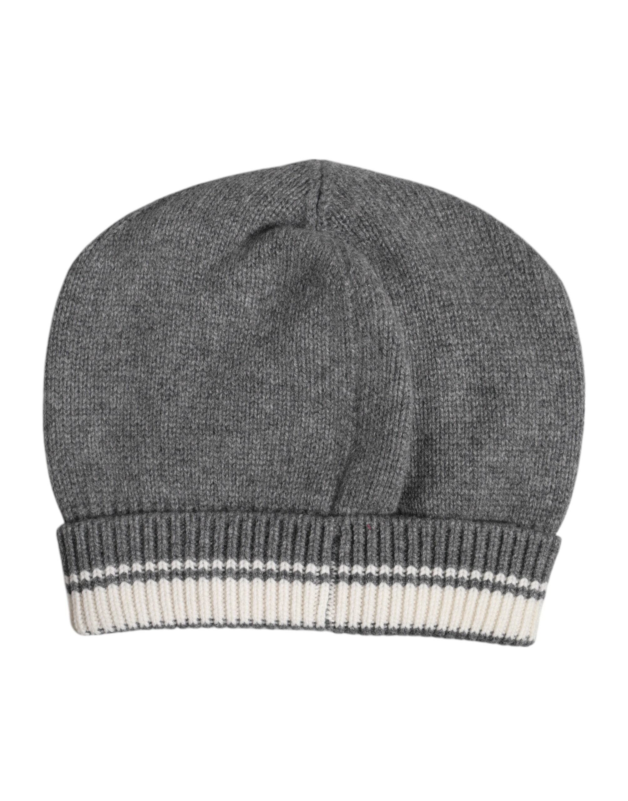 Dolce & Gabbana Gray Cashmere Knitted Winter Beanie Men's Hat