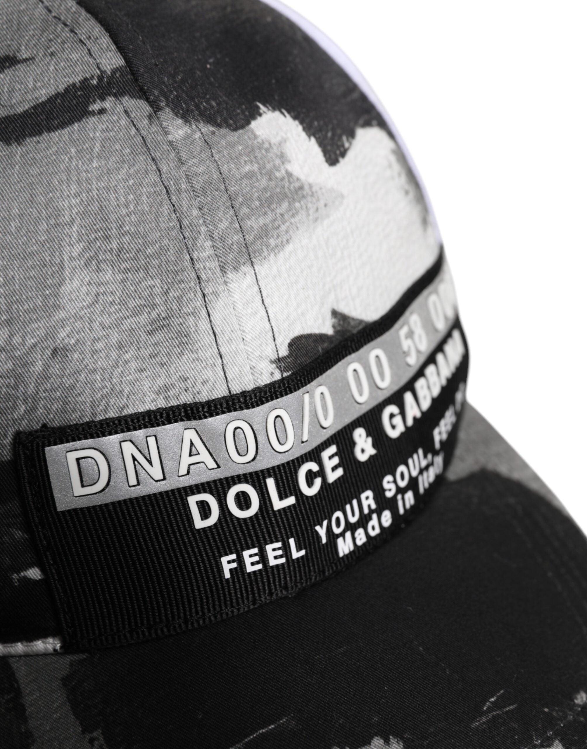 Dolce & Gabbana White Gray Camouflage 6 Panels Baseball Men's Cap