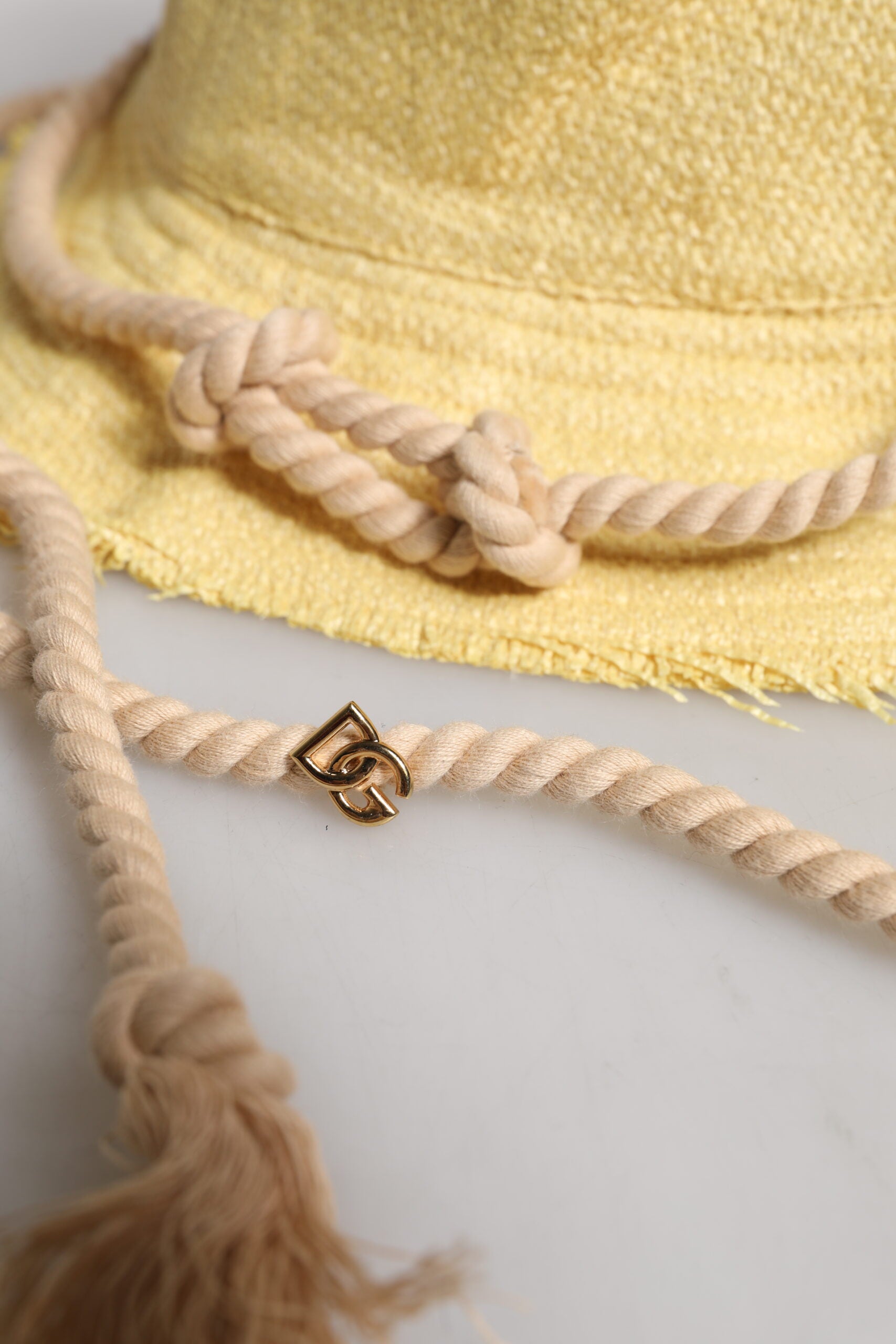 Dolce & Gabbana Yellow Cotton Wide Brim Men's Bucket