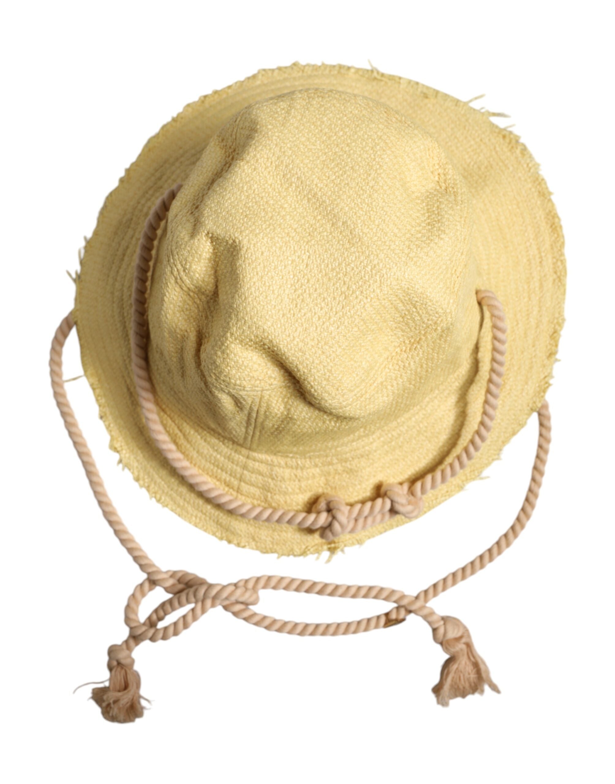 Dolce & Gabbana Yellow Cotton Wide Brim Men's Bucket