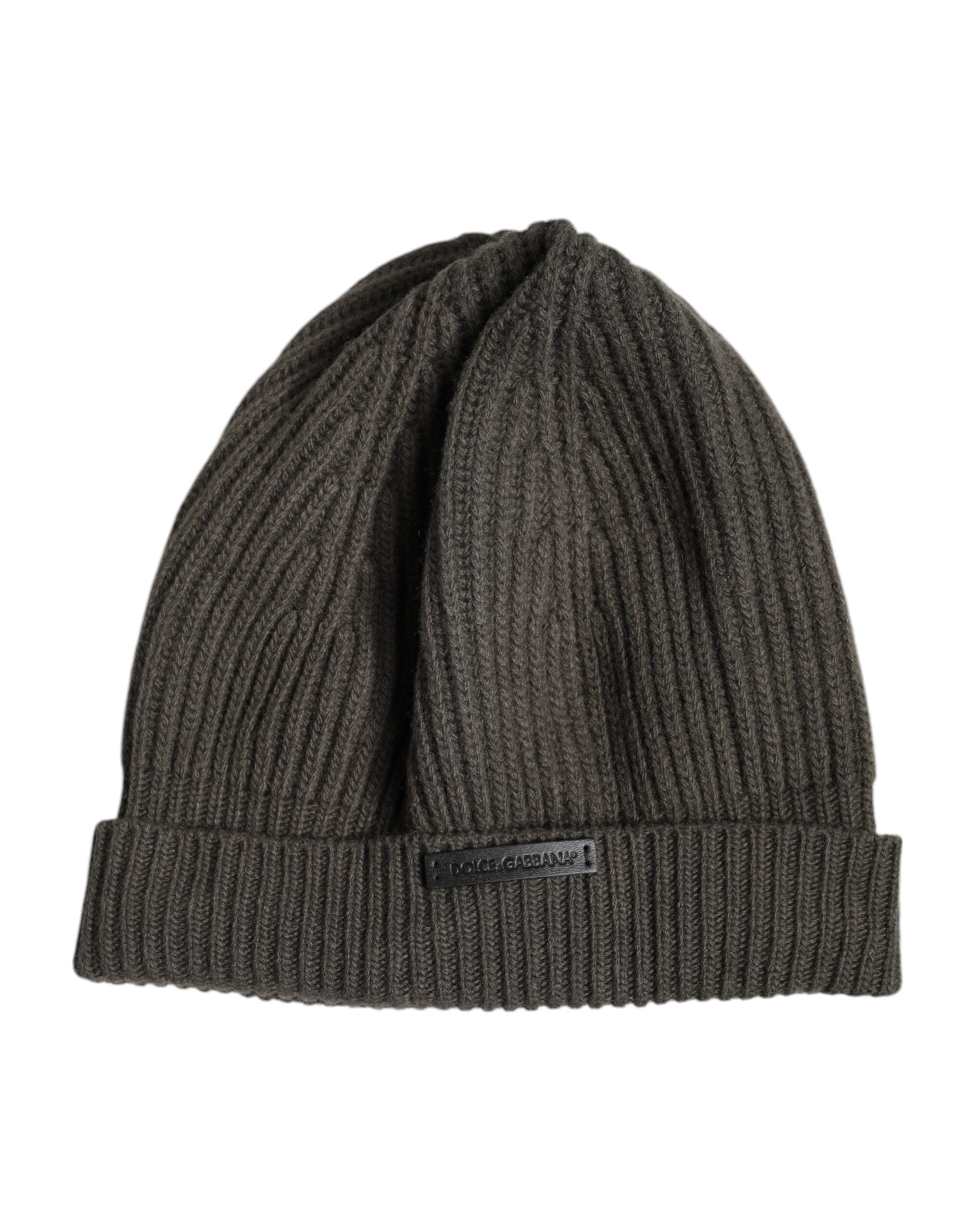 Dolce & Gabbana Green Wool DG Plaque Knitted Winter Beanie Men's Hat (Pre-Owned)