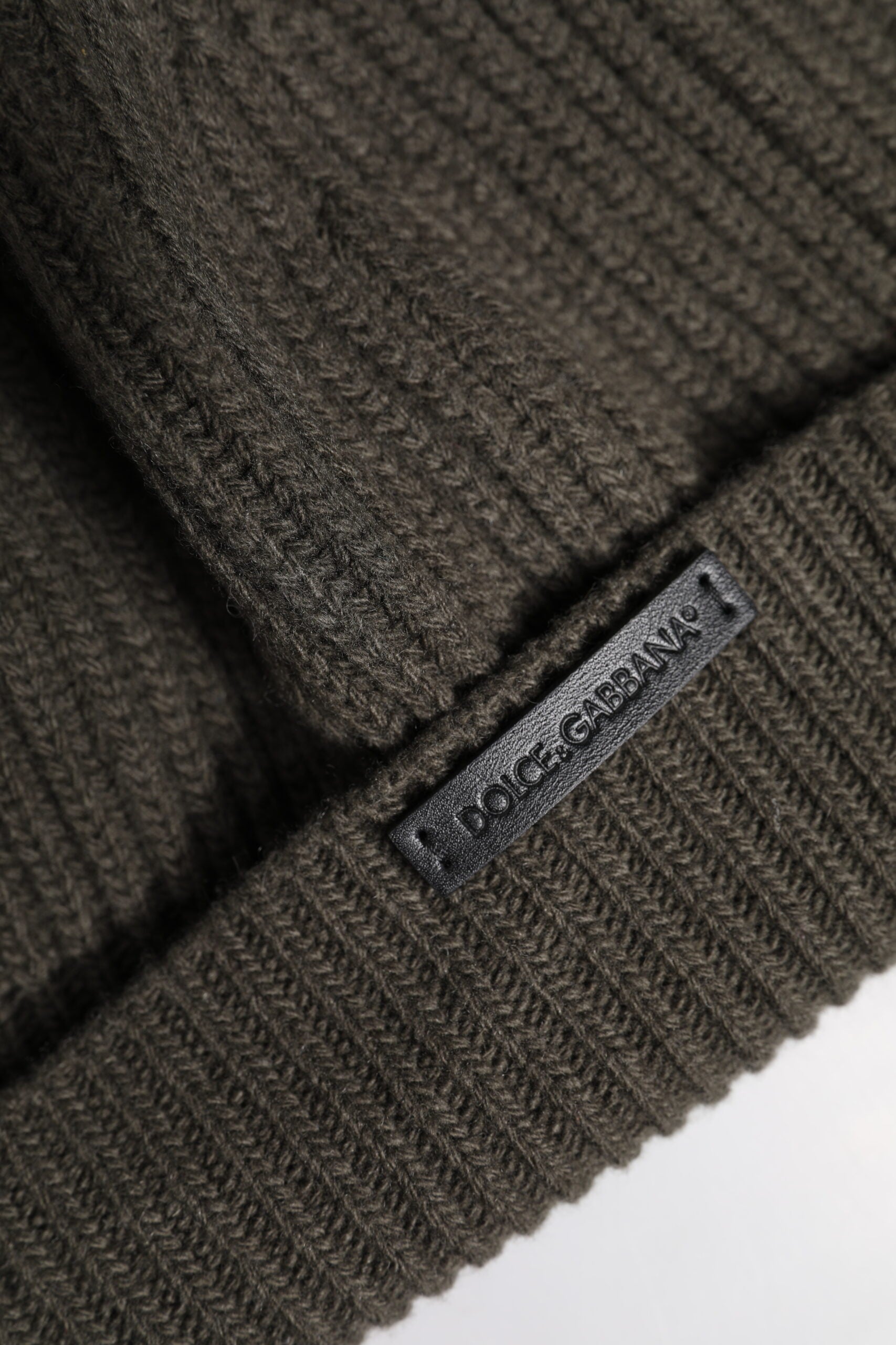 Dolce & Gabbana Green Wool DG Plaque Knitted Winter Beanie Men's Hat (Pre-Owned)