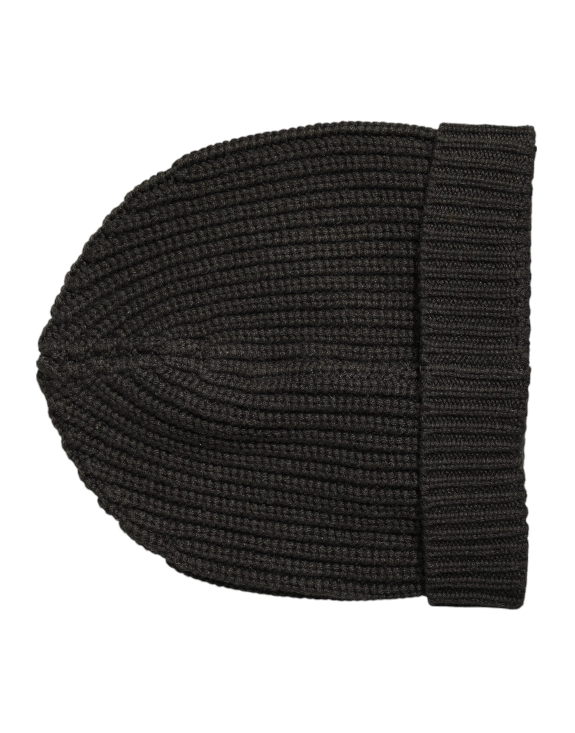 Dolce & Gabbana Dark Gray Cashmere Knit Winter Beanie Men's Hat