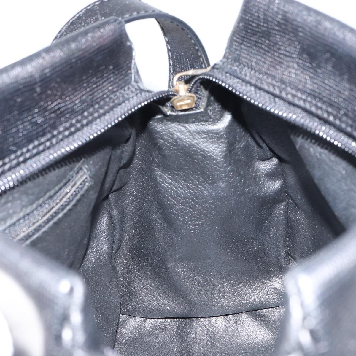 Celine Circle Logo Leather Black Leather Shoulder Bag Bag (Pre-Owned)