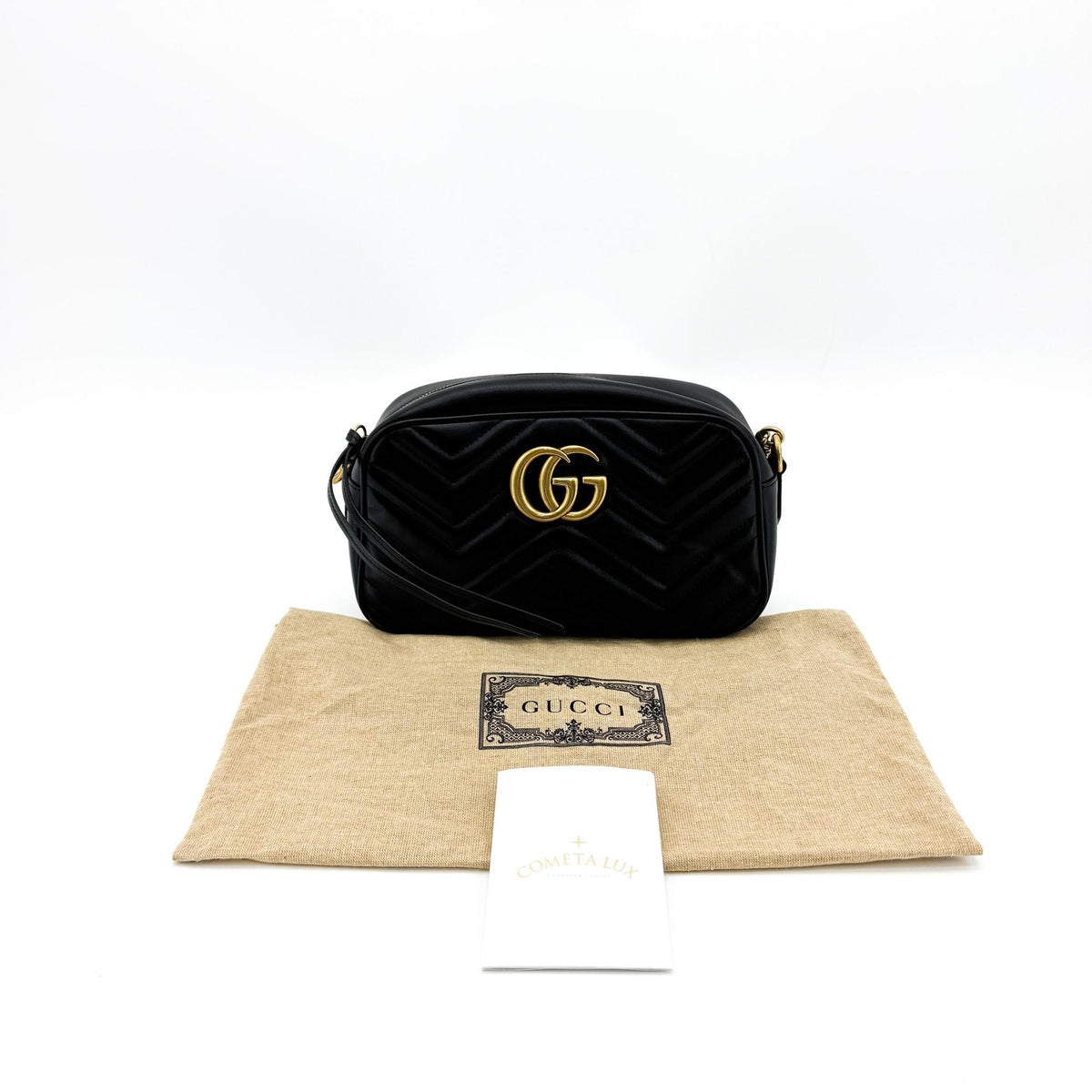 Gucci Gg Marmont Chain Matelasse Leather Black Leather Crossbody Bag Bag (Pre-Owned)