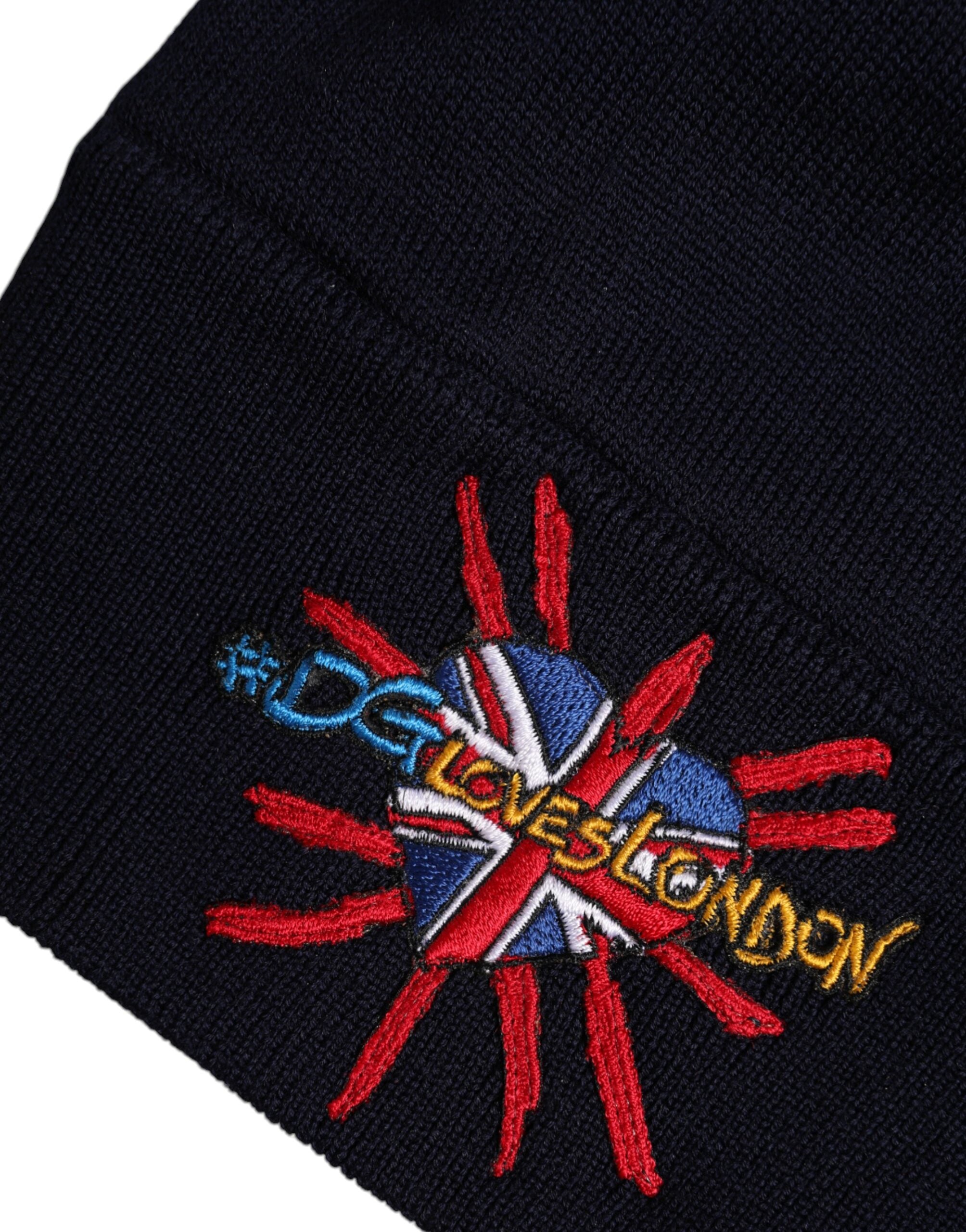 Dolce & Gabbana Black Wool #DGLovesLondon Winter Beanie Men's Hat (Pre-Owned)