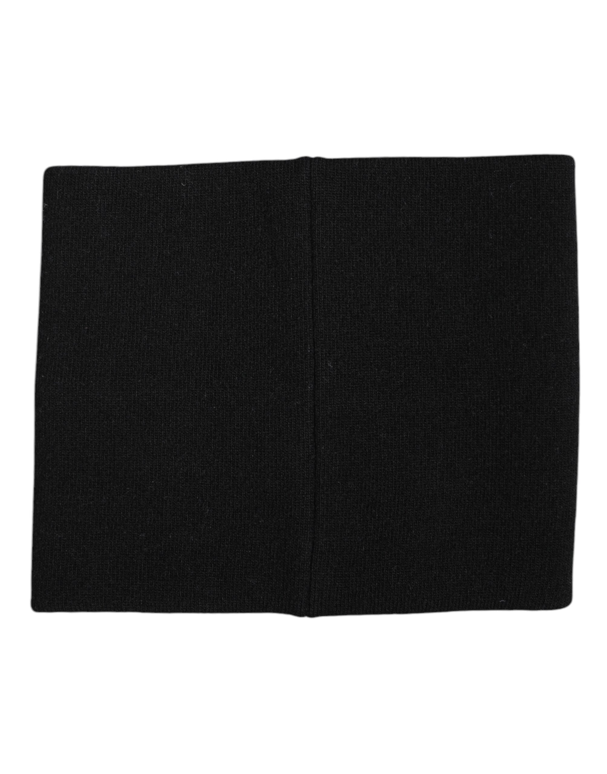 Dolce & Gabbana Black White Logo Print Knitted Neck Warmer Men's Scarf