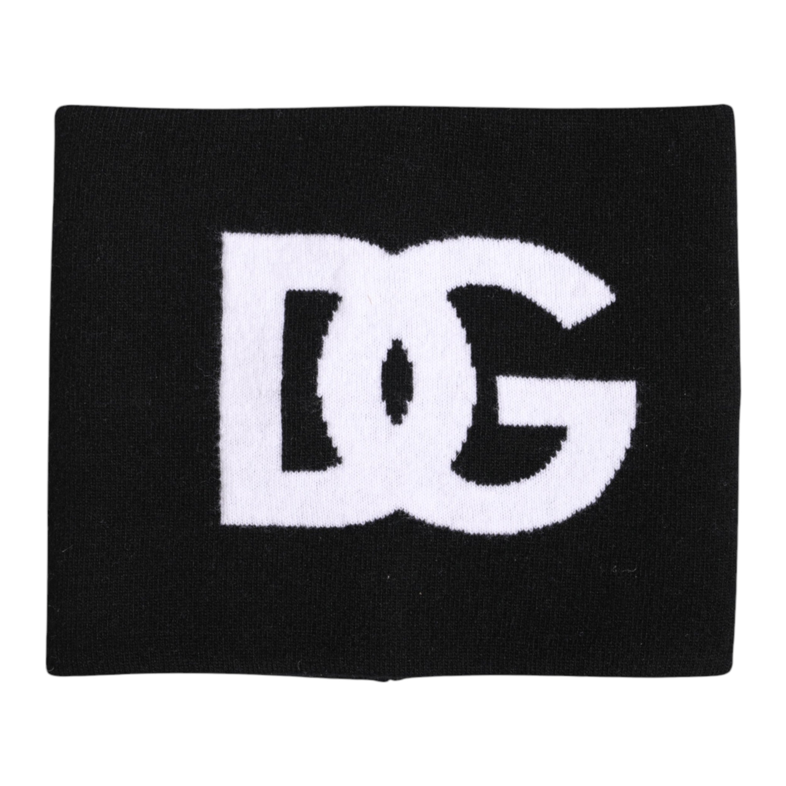 Dolce & Gabbana Black White Logo Print Knitted Neck Warmer Men's Scarf