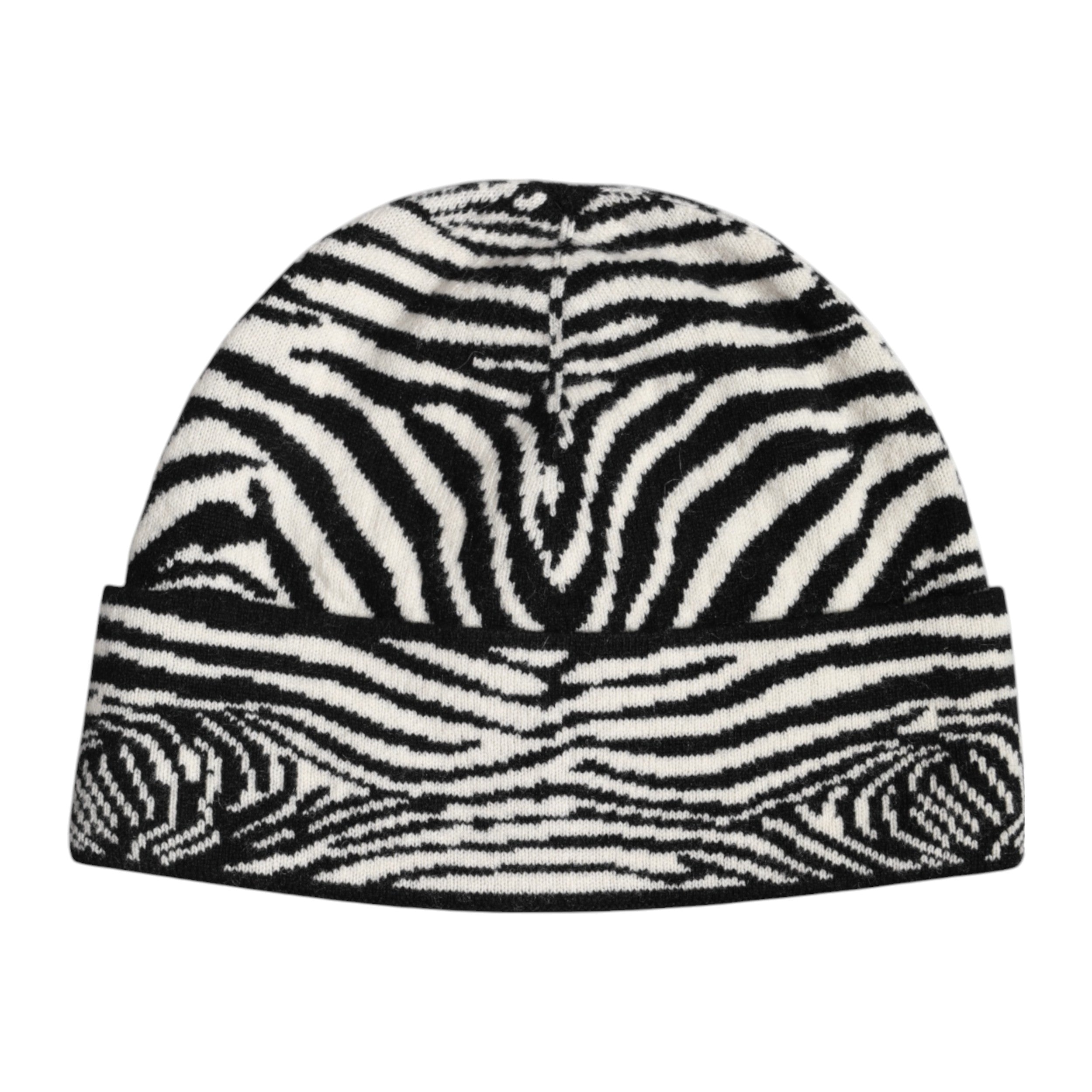 Dolce & Gabbana Black White Zebra Knitted Winter Beanie Men's Hat