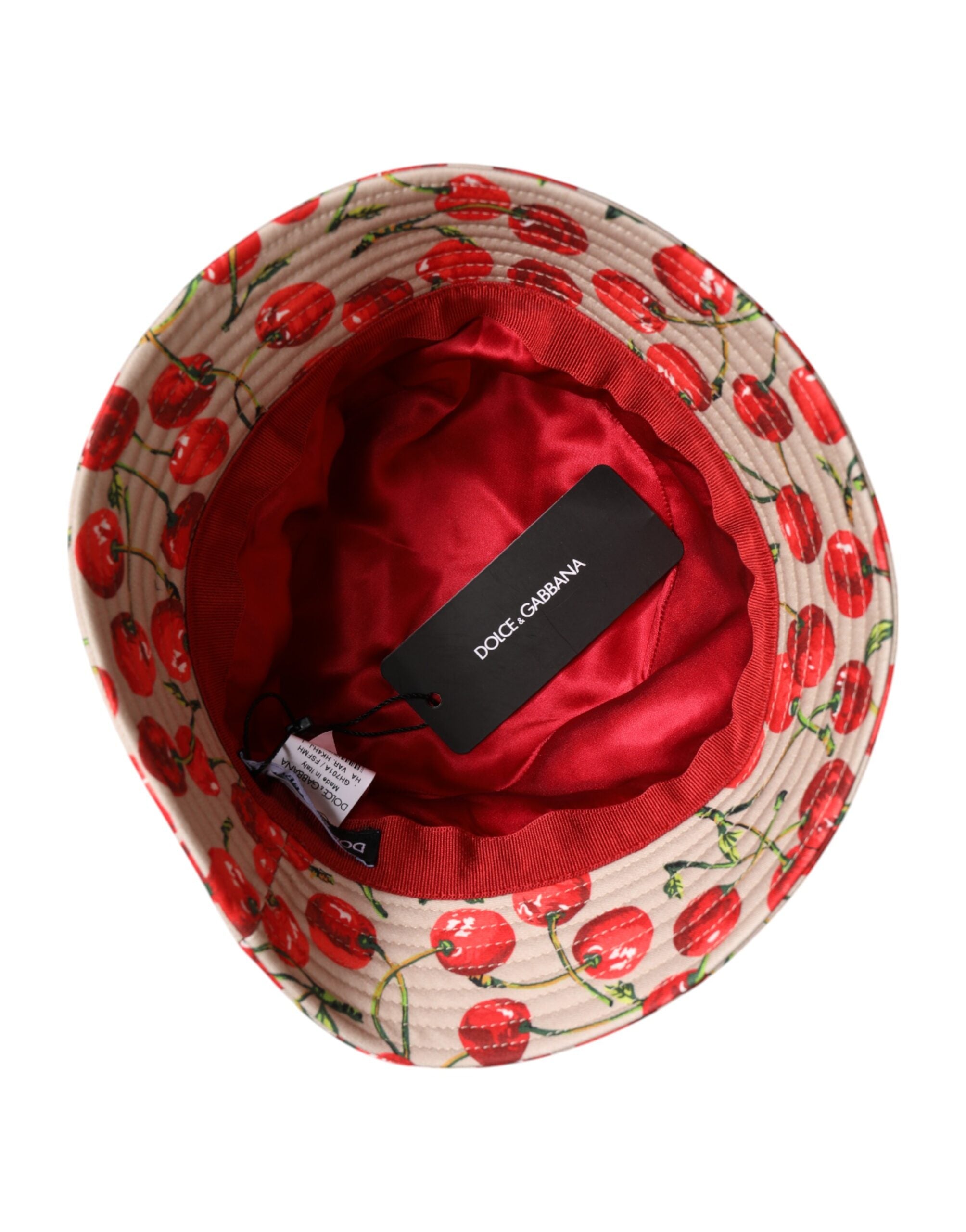 Dolce & Gabbana Beige Cotton Printed Wide Brim Bucket Men's Hat