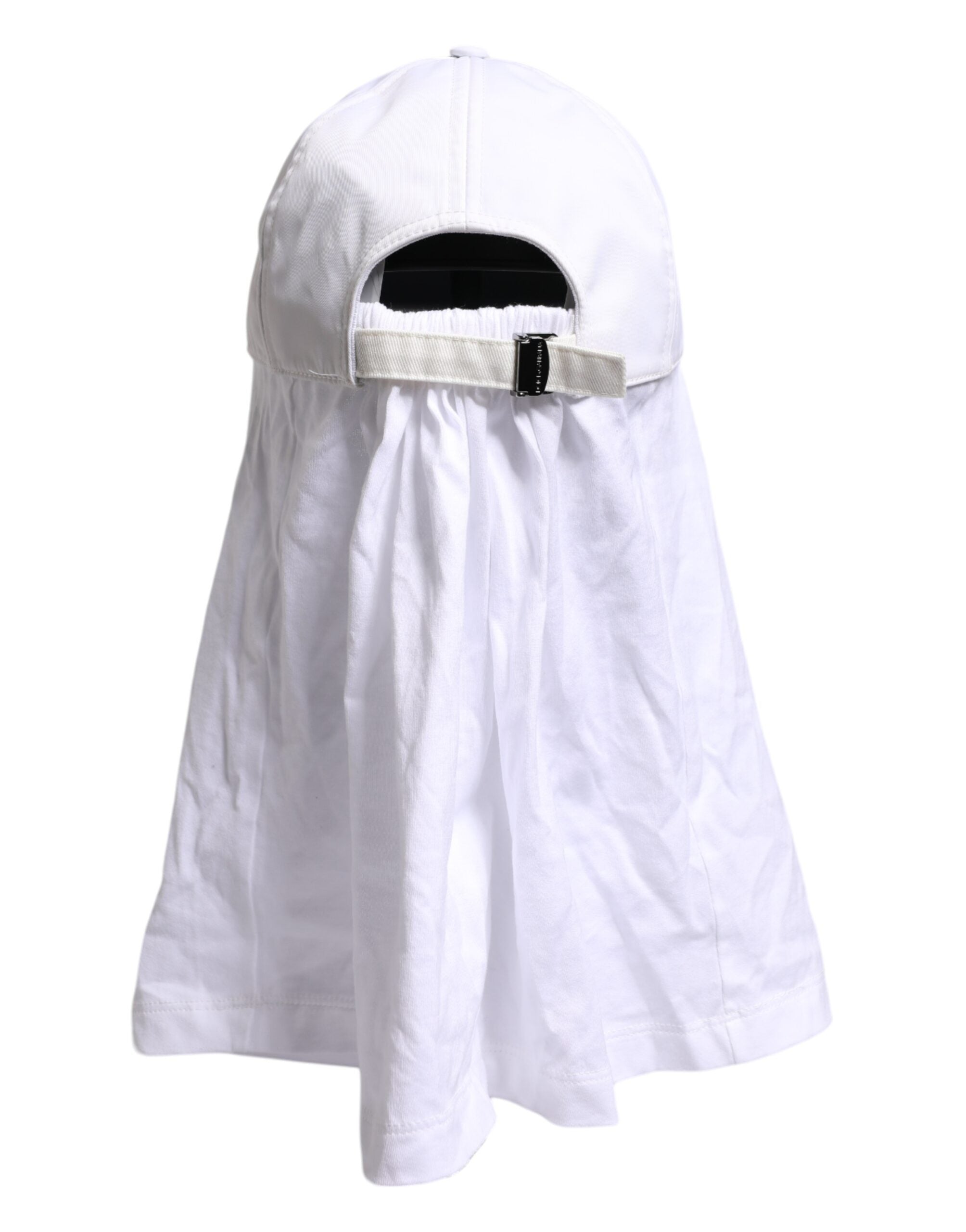 Dolce & Gabbana White Cotton DG Logo Plaque Baseball Balaclava Men's Cap