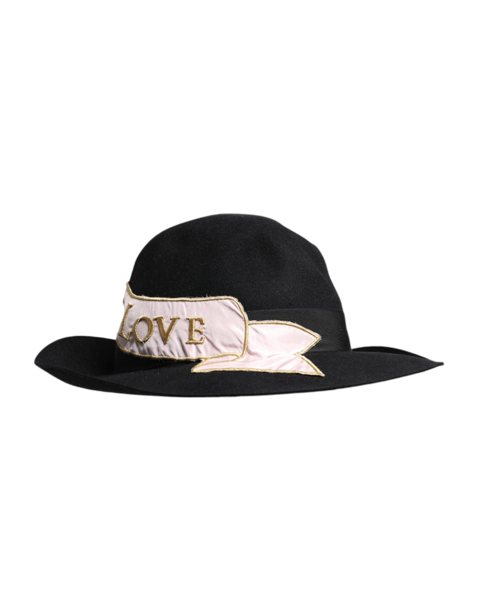 Dolce & Gabbana Black Logo Embroidered Women Wide Brim Women's Hat