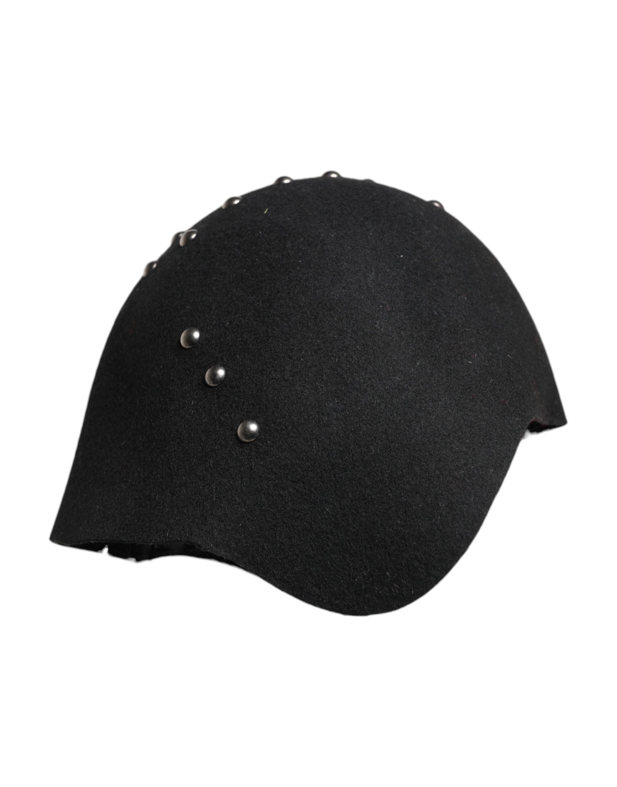 Dolce & Gabbana Black Wool Multicolor Embellished Cloche Women's Hat