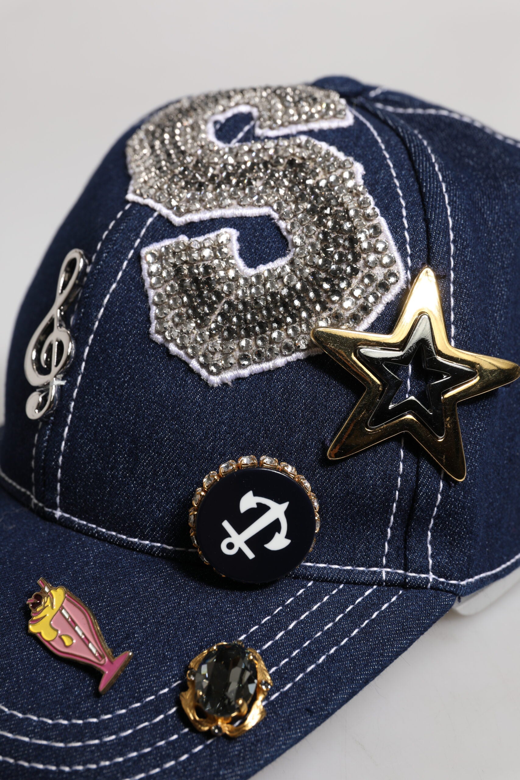Dolce & Gabbana Blue Crystal Embellishment Baseball Women's Cap
