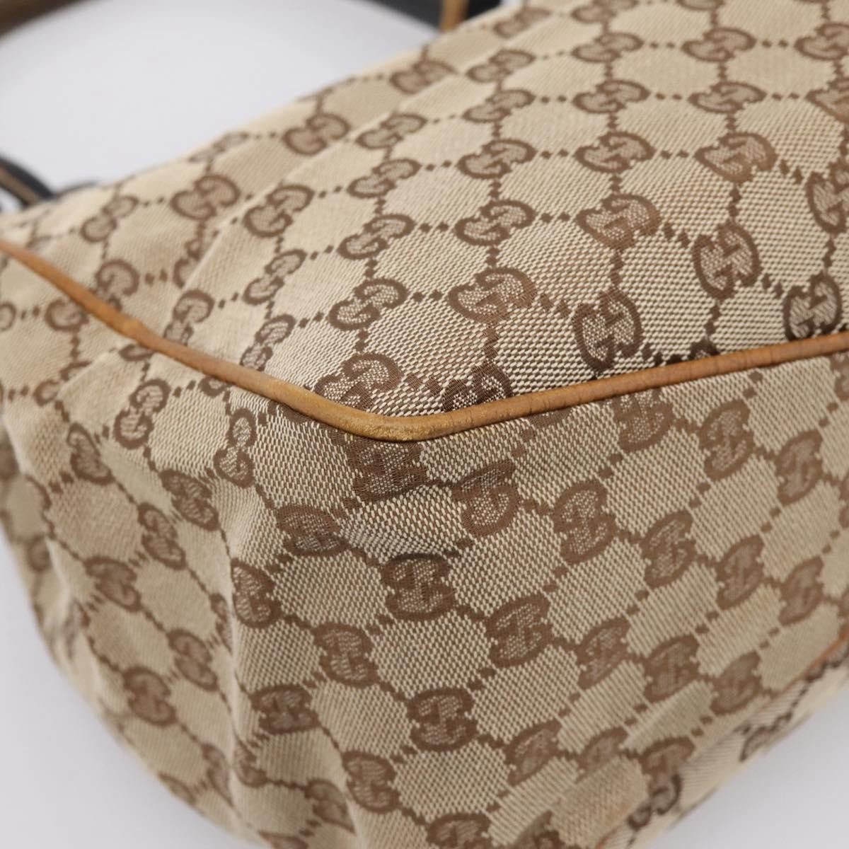 Gucci Vintage Bamboo Handle Gg Canvas Beige Canvas Tote Bag Bag (Pre-Owned)