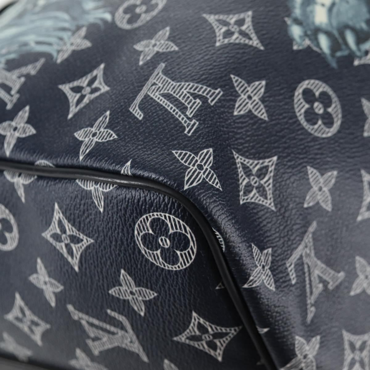 Louis Vuitton Keepall Bandouliere Limited Edition Chapman Savane Monogram Canvas Navy Canvas Travel Bag Bag (Pre-Owned)