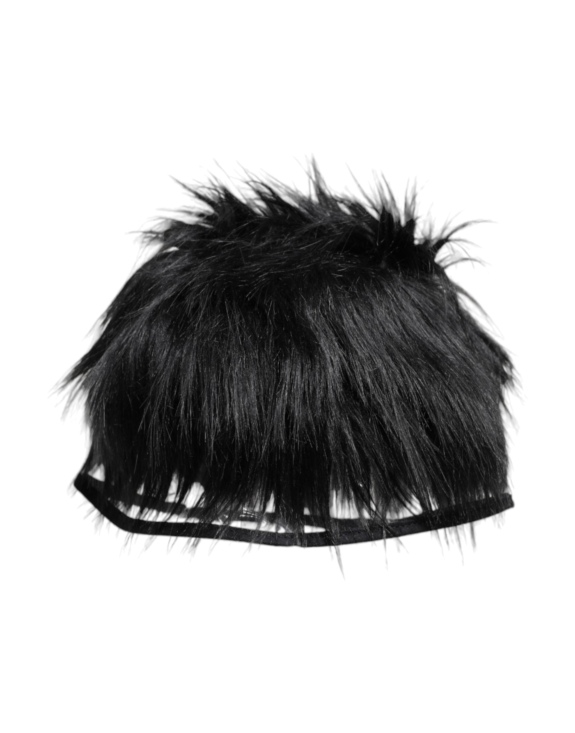 Dolce & Gabbana Black Faux Fur Bucket Women's Hat