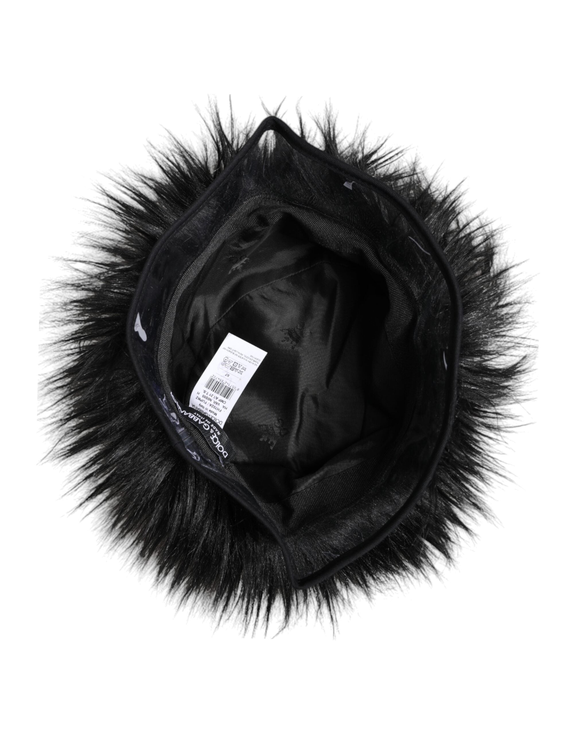 Dolce & Gabbana Black Faux Fur Bucket Women's Hat