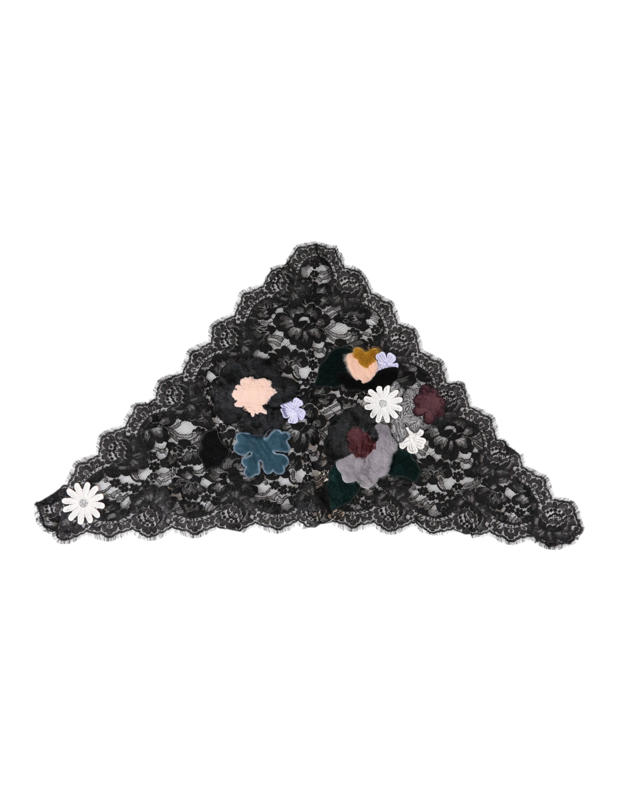 Dolce & Gabbana Black Lace Floral Applique Cotton Veil Women's Hat