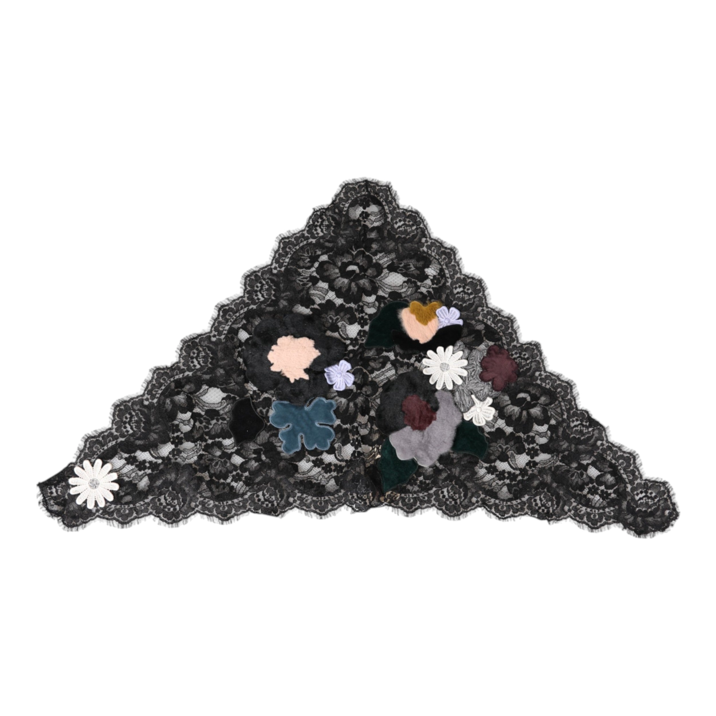 Dolce & Gabbana Black Lace Floral Applique Cotton Veil Women's Hat