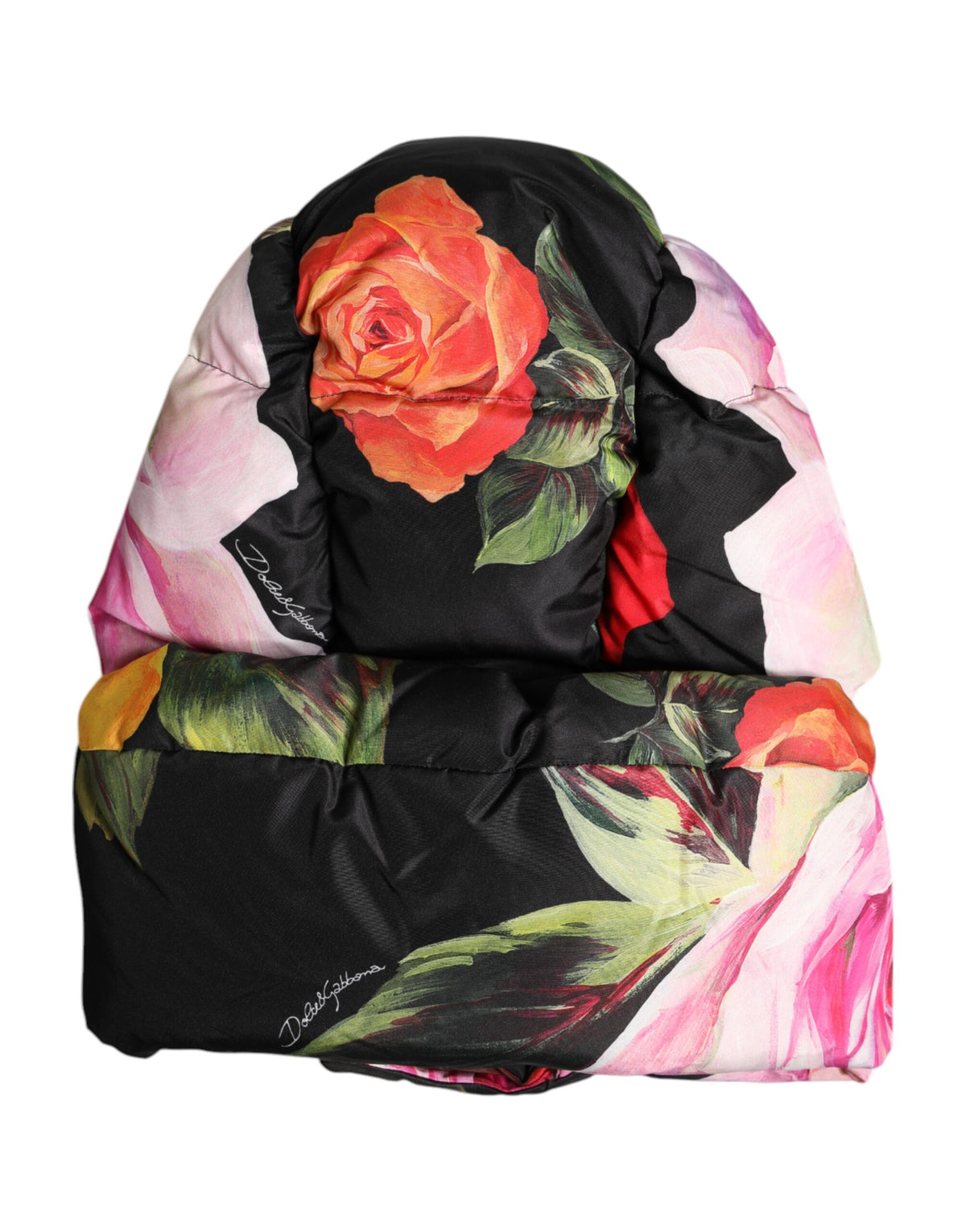 Dolce & Gabbana Black Floral Print Whole Head Wrap Women's Hat