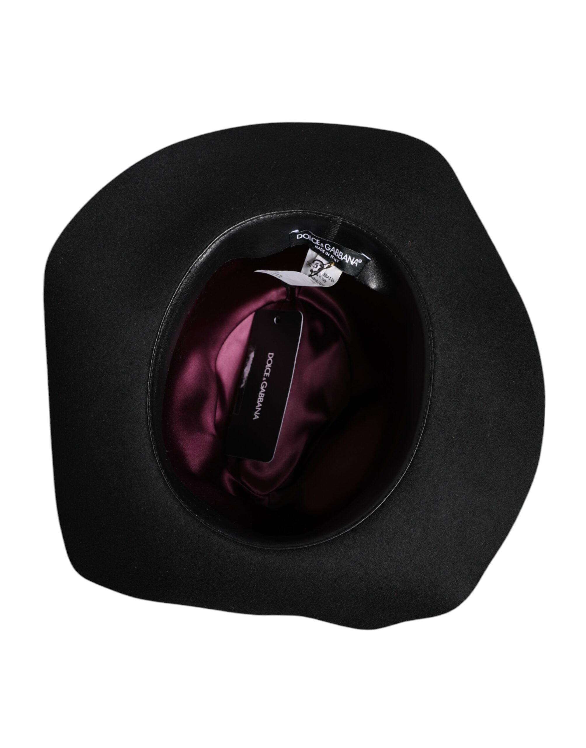 Dolce & Gabbana Black Wide Brim Trilby Fedora Women's Hat