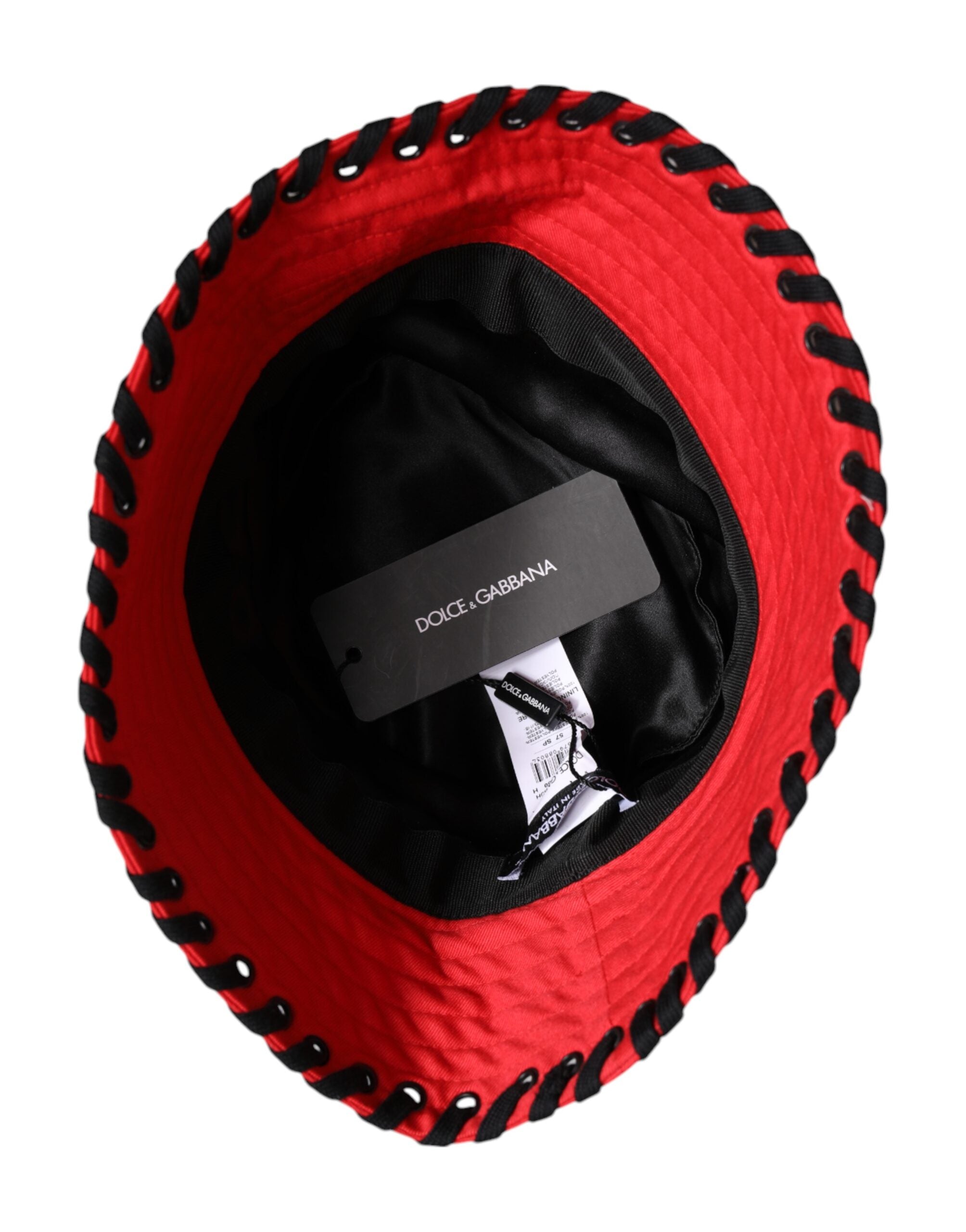 Dolce & Gabbana Red Lace Polyester Wide Brim Bucket Women's Hat