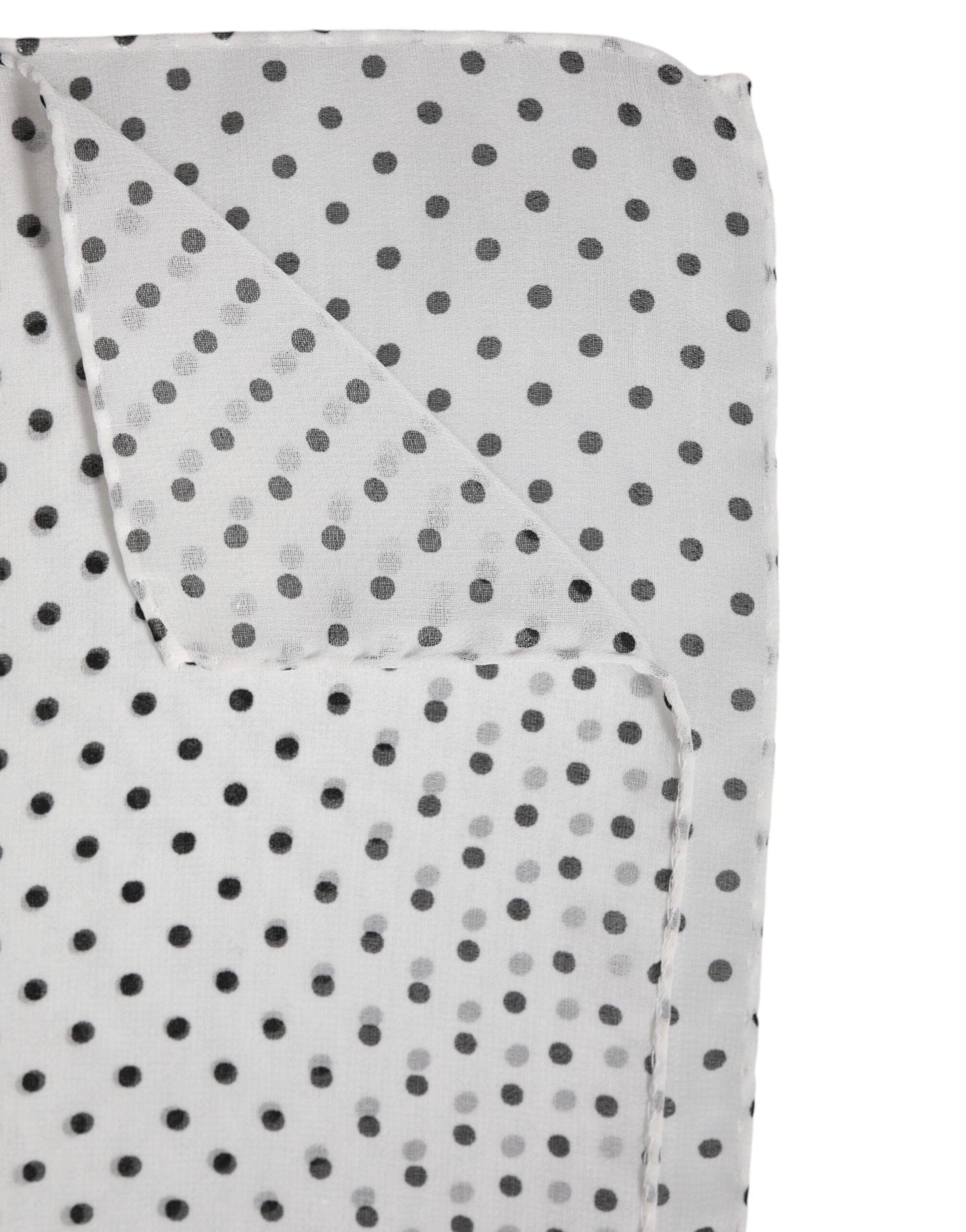 Dolce & Gabbana White Polka Dots Polyester Wrap Shawl Women's Scarf