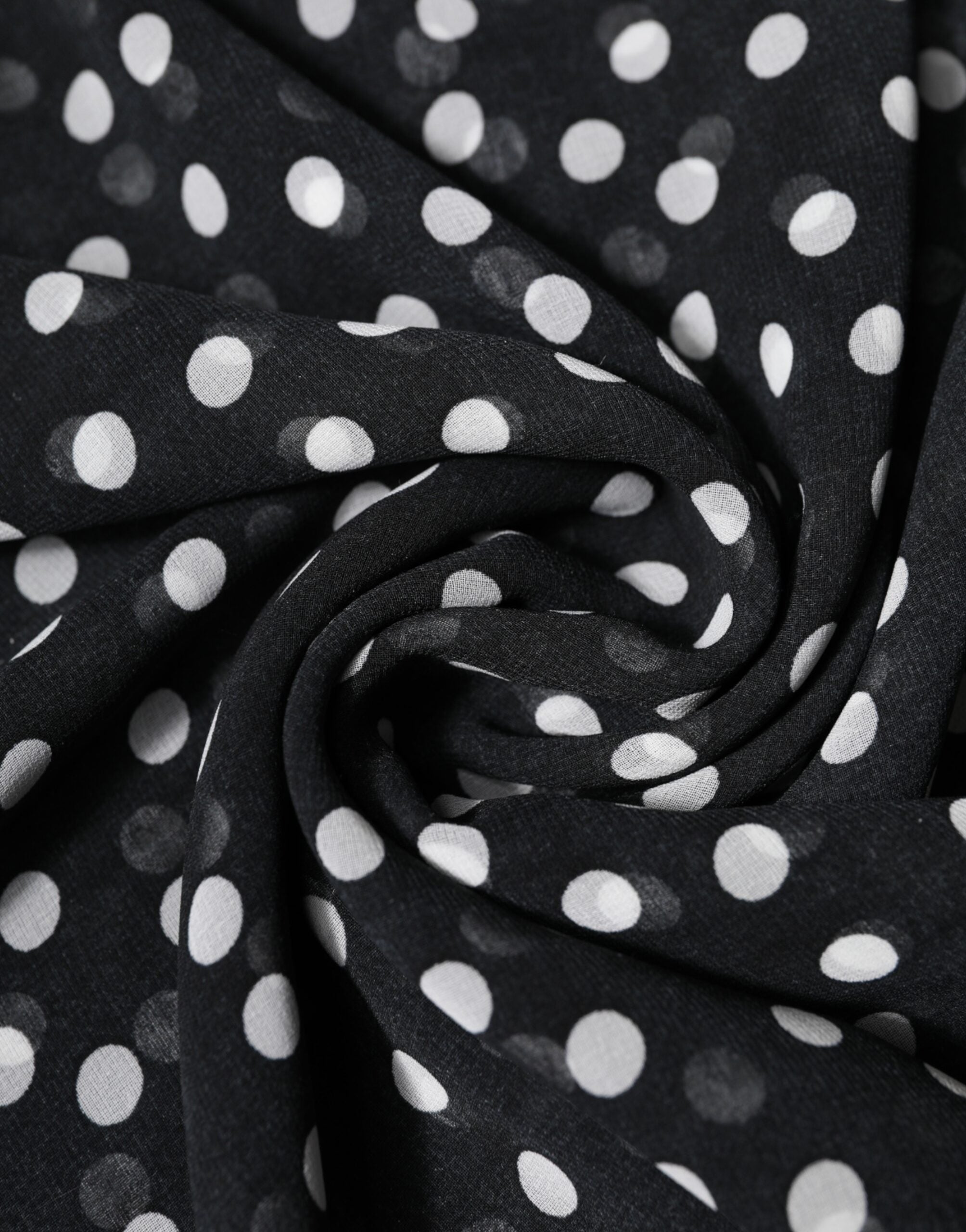 Dolce & Gabbana Black Polka Dots Polyester Wrap Shawl Women's Scarf