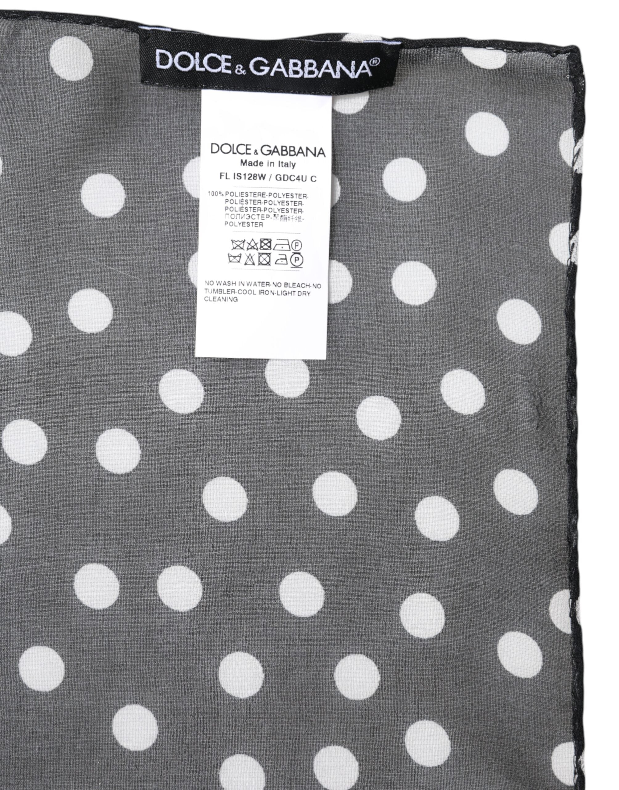 Dolce & Gabbana Black Polka Dots Polyester Wrap Shawl Women's Scarf