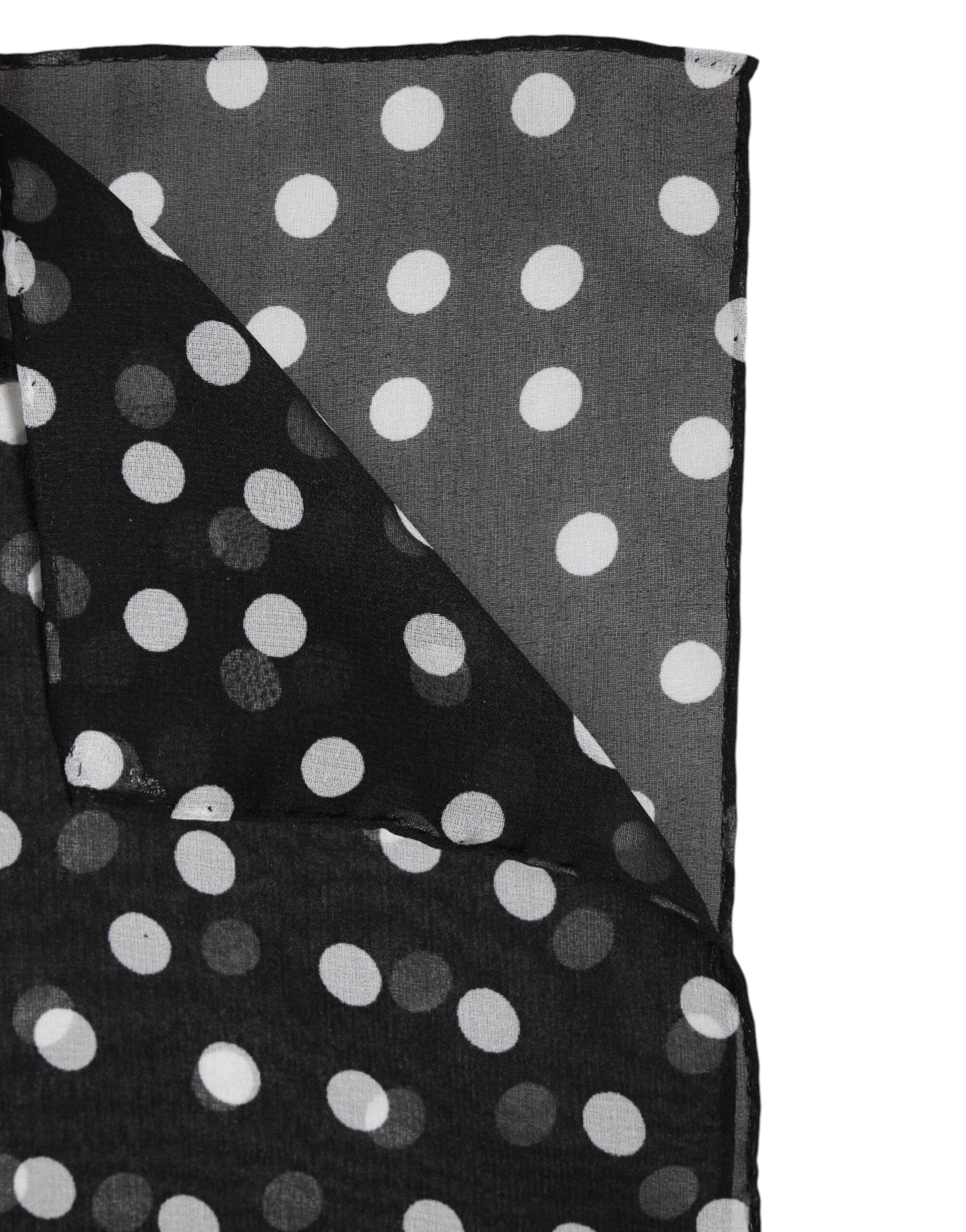 Dolce & Gabbana Black Polka Dots Polyester Wrap Shawl Women's Scarf