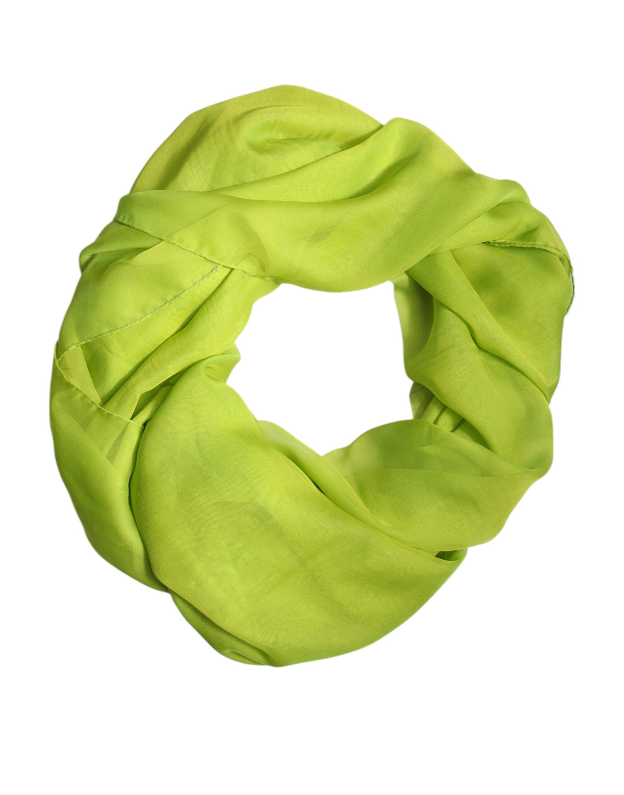 Dolce & Gabbana Green Silk Rectangle Wrap Shawl Neck Warmer Women's Scarf