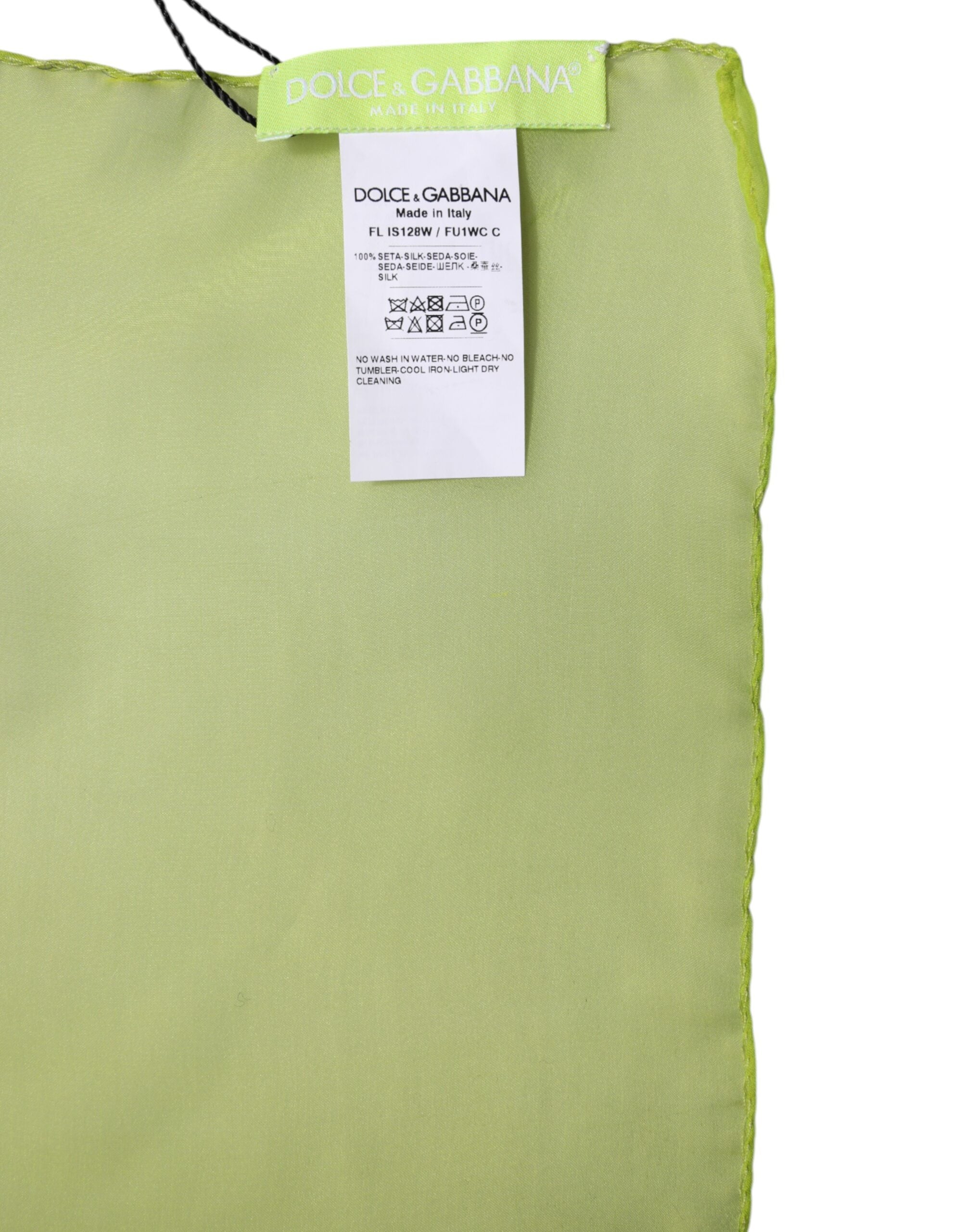 Dolce & Gabbana Green Silk Rectangle Wrap Shawl Neck Warmer Women's Scarf