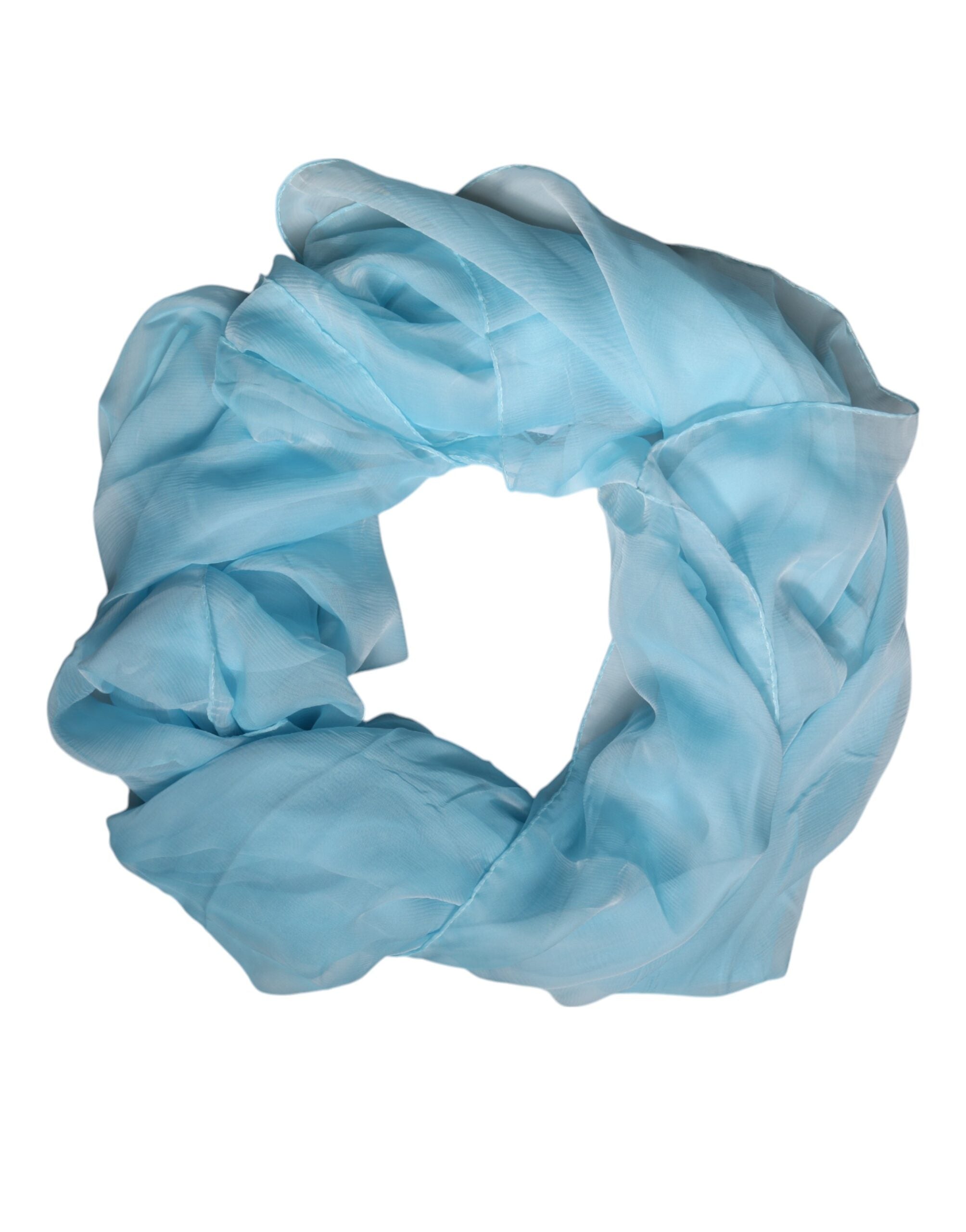 Dolce & Gabbana Light Blue Silk Rectangle Wrap Shawl Women's Scarf