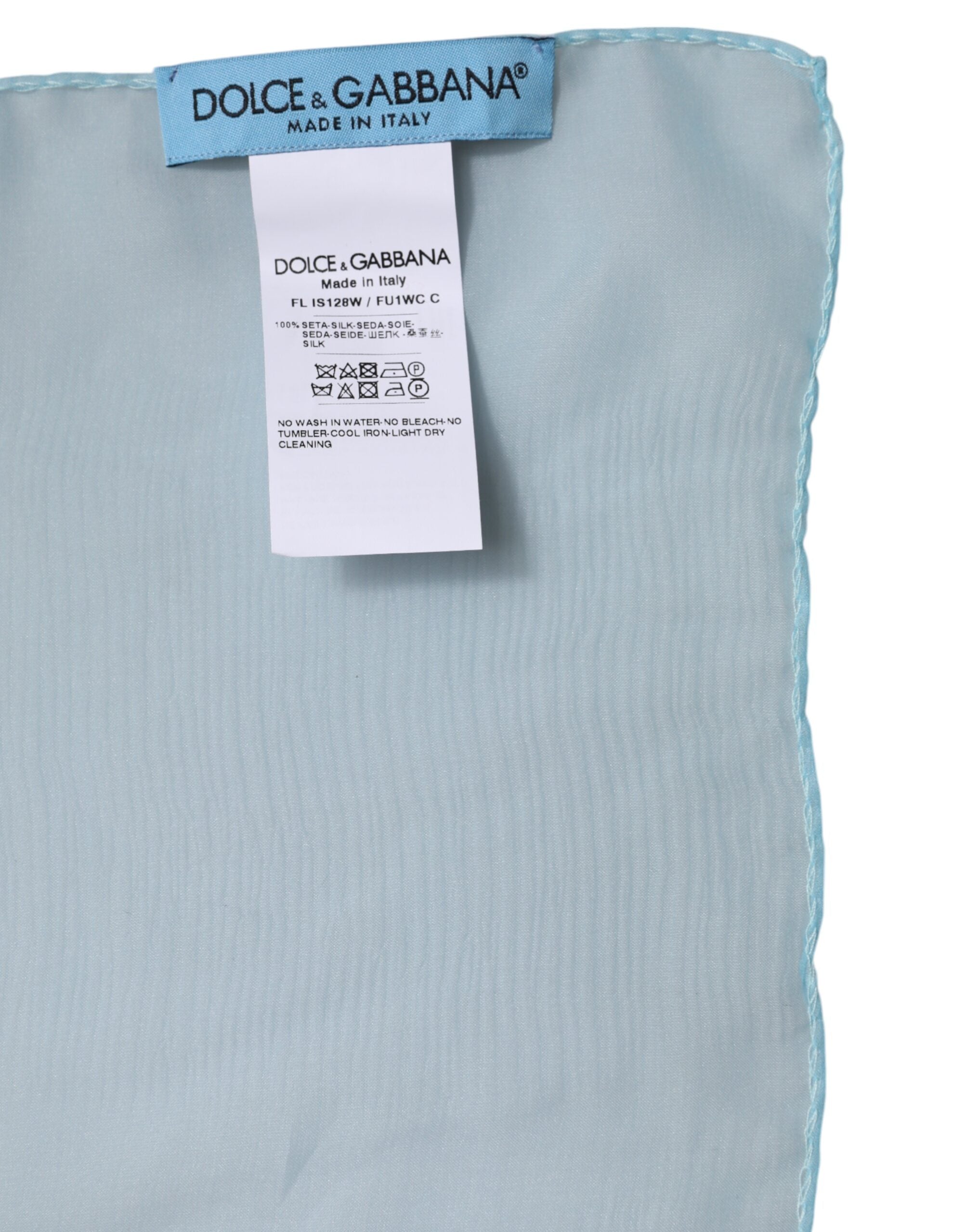 Dolce & Gabbana Light Blue Silk Rectangle Wrap Shawl Women's Scarf