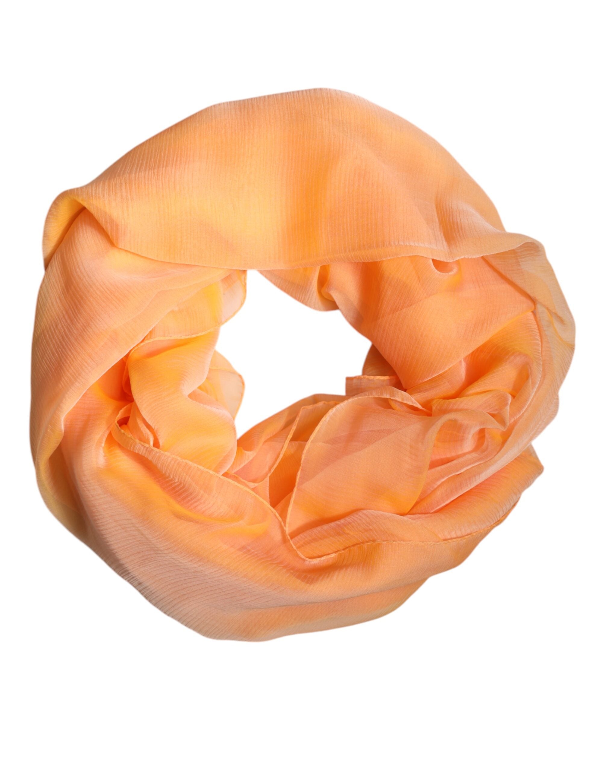 Dolce & Gabbana Orange Silk Rectangle Wrap Shawl Women's Scarf