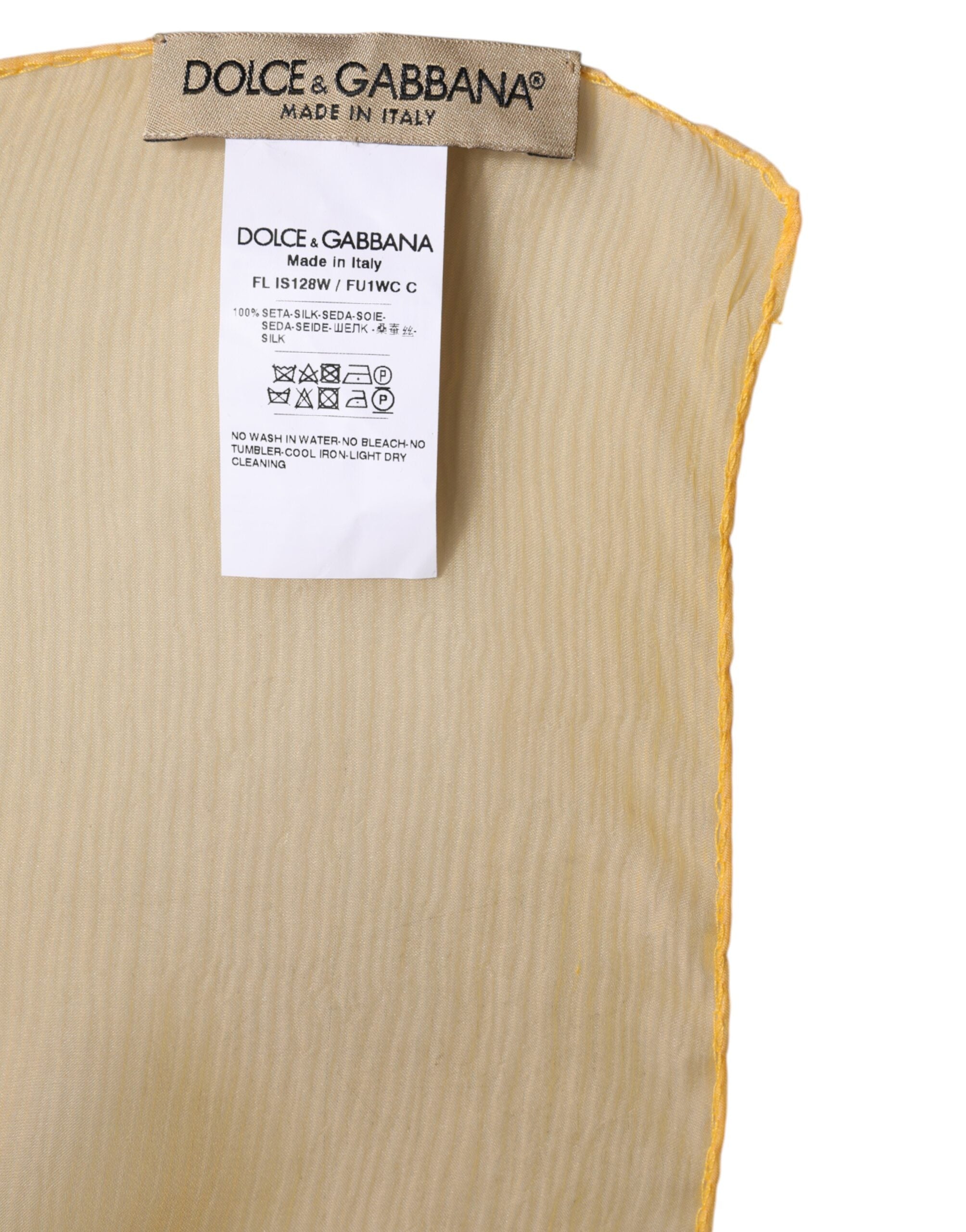Dolce & Gabbana Yellow Silk Rectangle Wrap Shawl Women's Scarf
