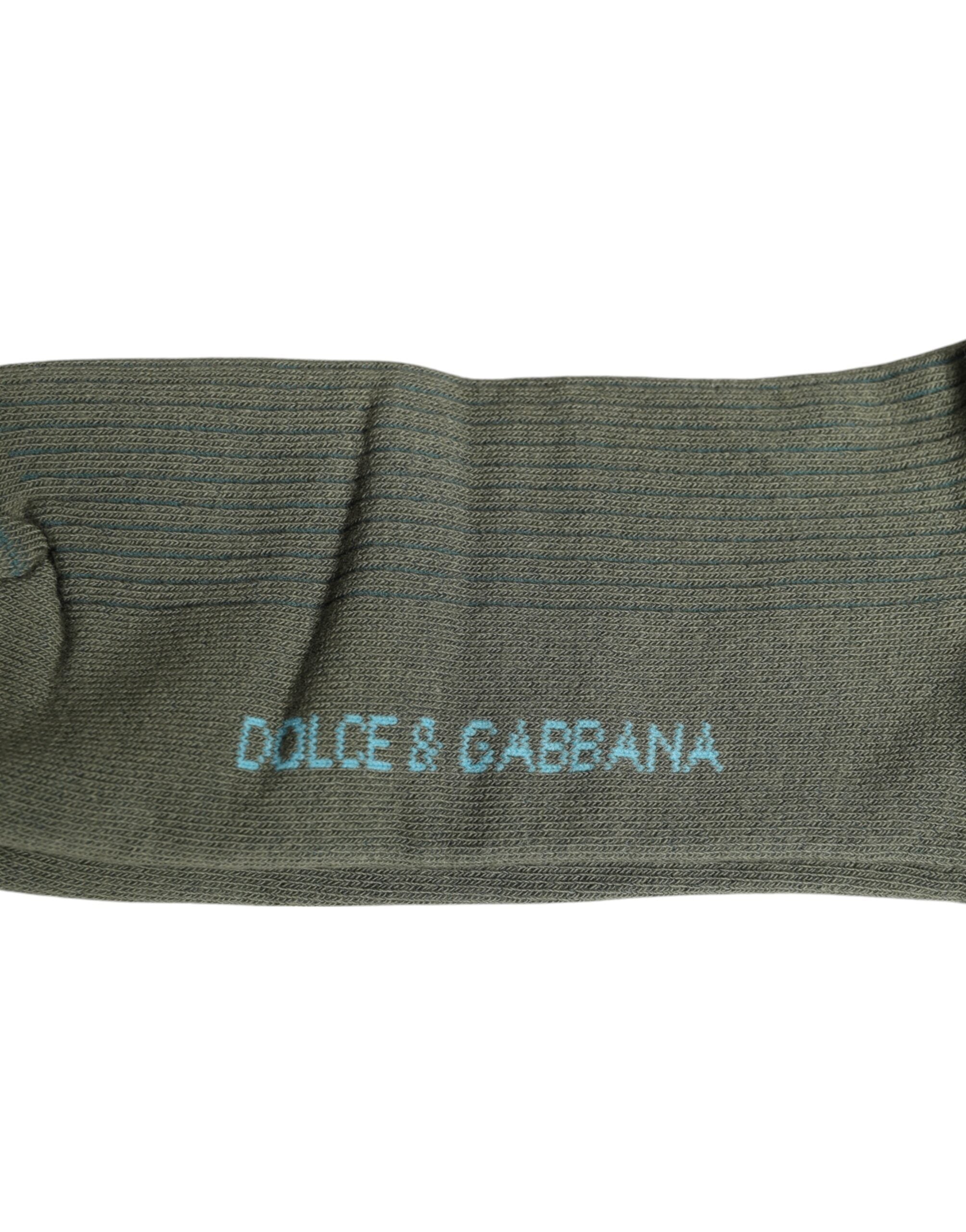 Dolce & Gabbana Gray Cotton DG Bear Mid Calf Men's Socks