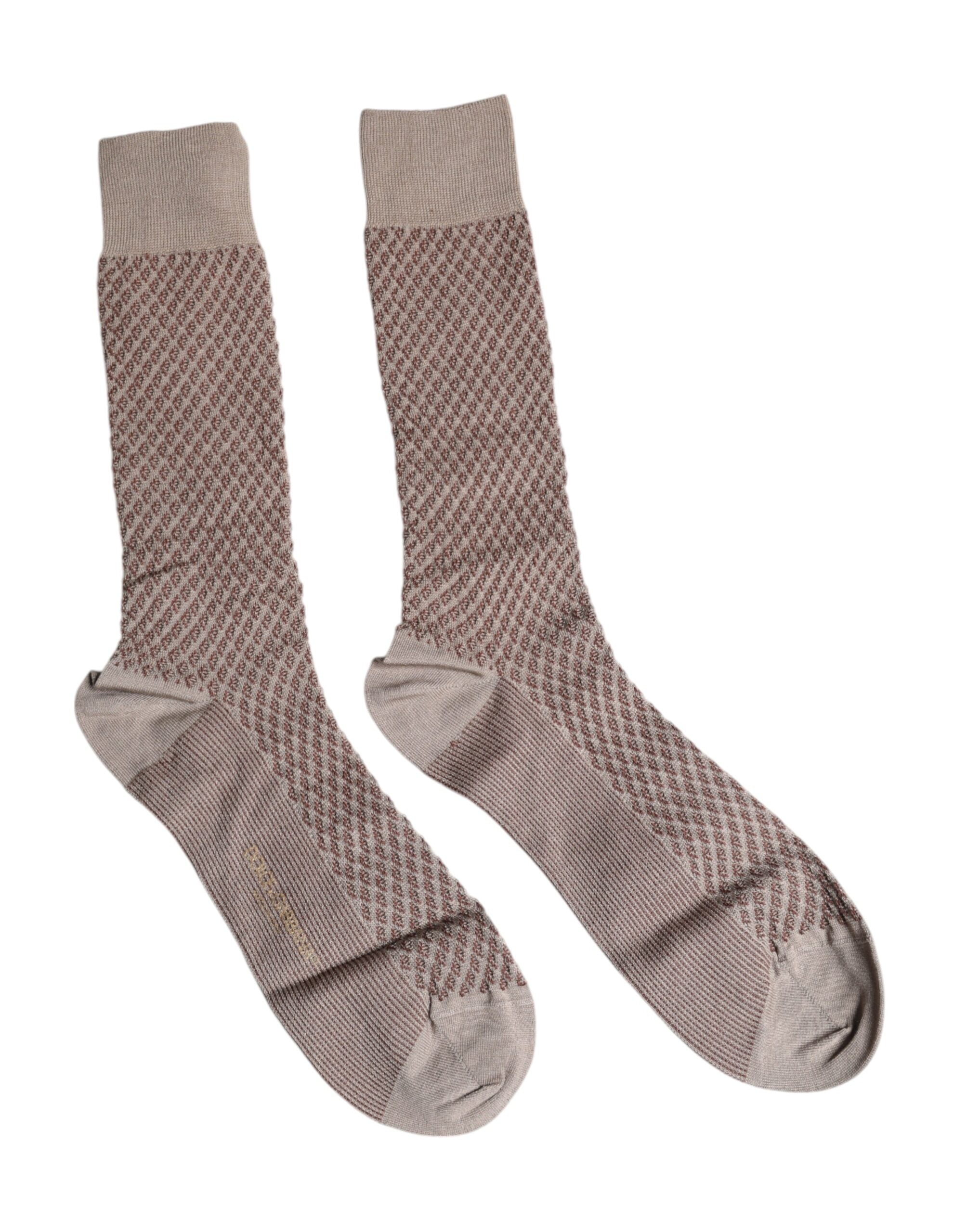 Dolce & Gabbana Brown Solid DG Logo Mid Calf Men Men's Socks