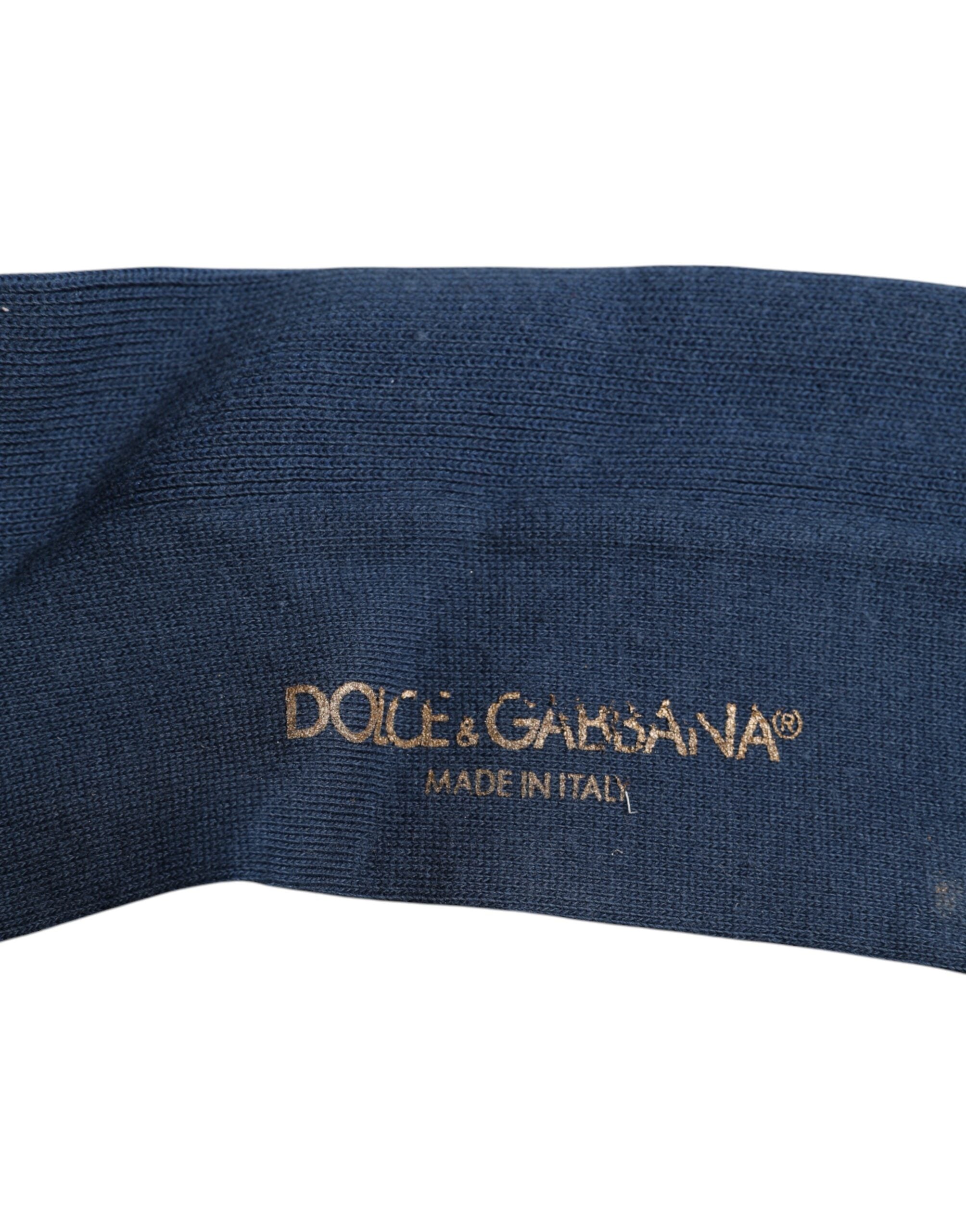 Dolce & Gabbana Blue Cotton DG Logo Over The Calf Men's Socks