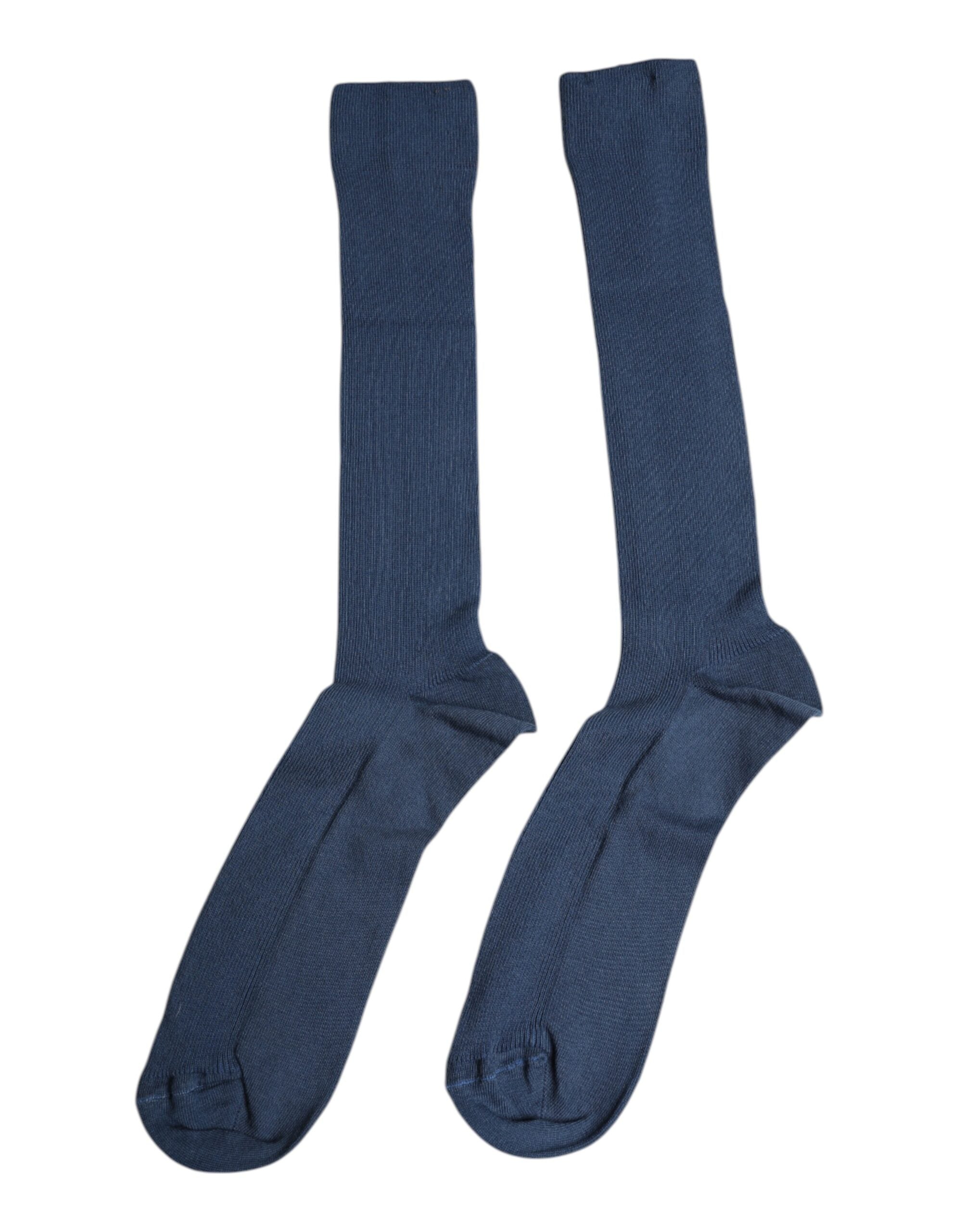 Dolce & Gabbana Blue Cotton DG Logo Over The Calf Men's Socks