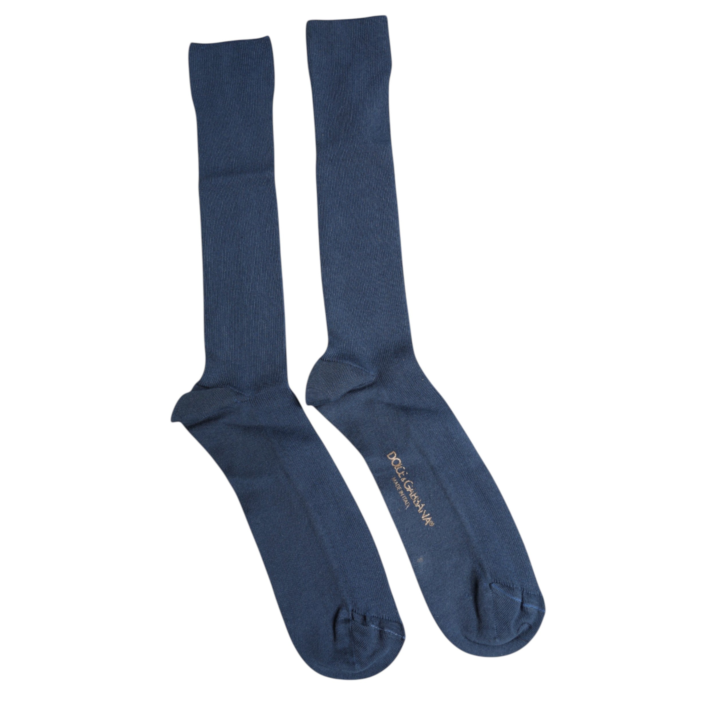 Dolce & Gabbana Blue Cotton DG Logo Over The Calf Men's Socks