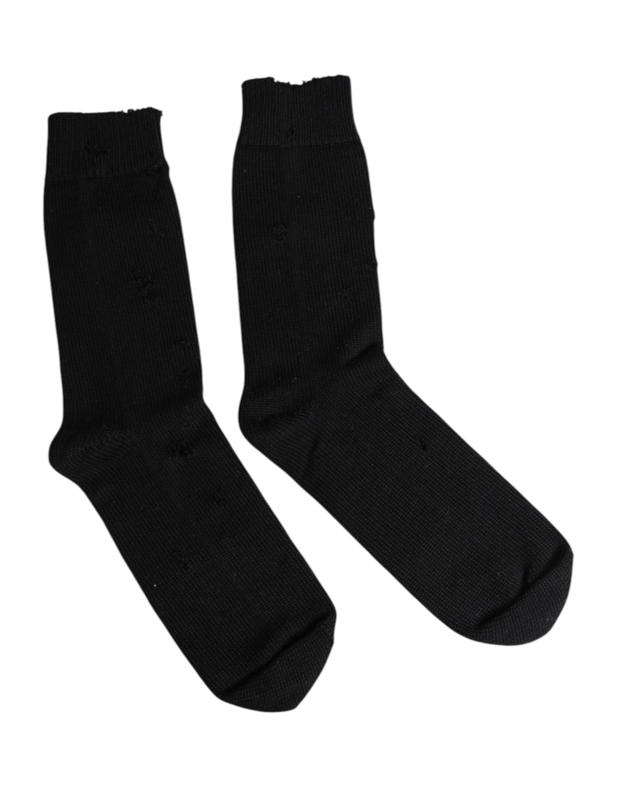 Dolce & Gabbana Black Solid Stretch Mid Calf Men Men's Socks (Pre-Owned)