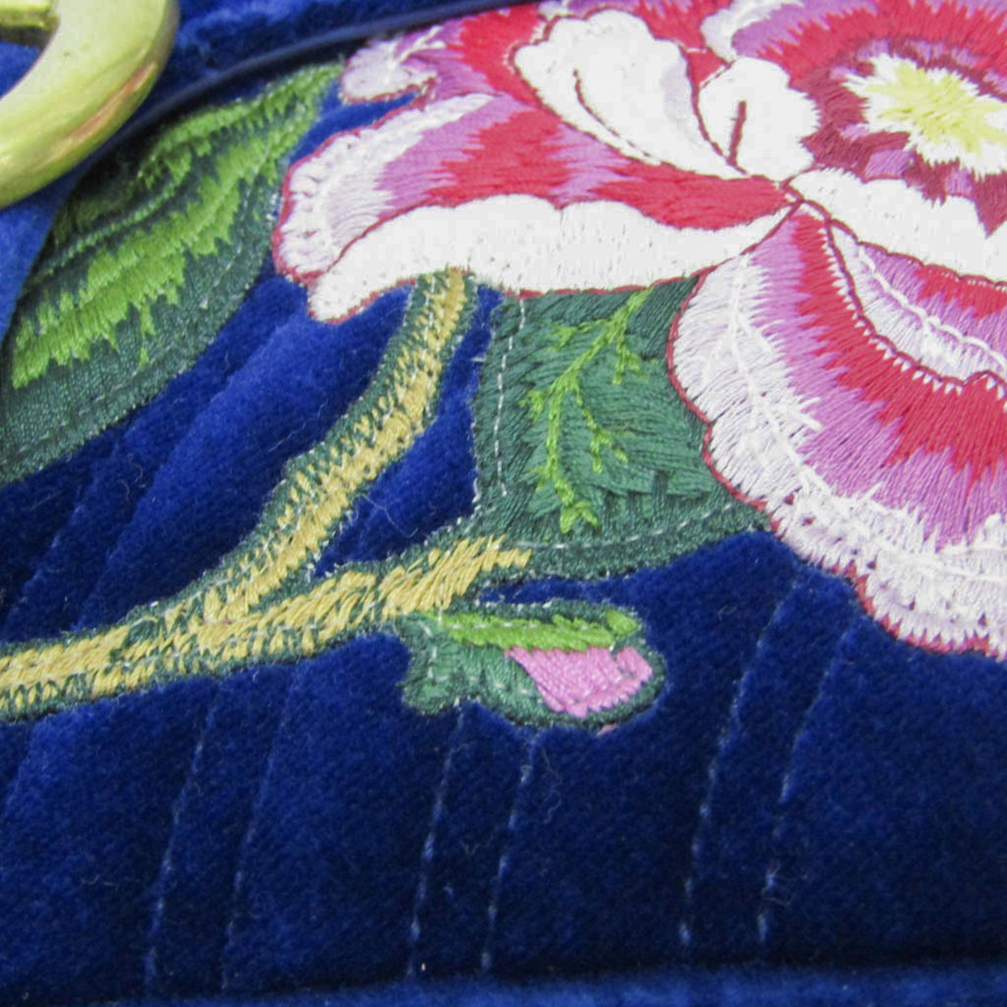 Gucci Gg Marmont Flap Embroidered Matelasse Velvet Blue Velvet Shoulder Bag Bag (Pre-Owned)