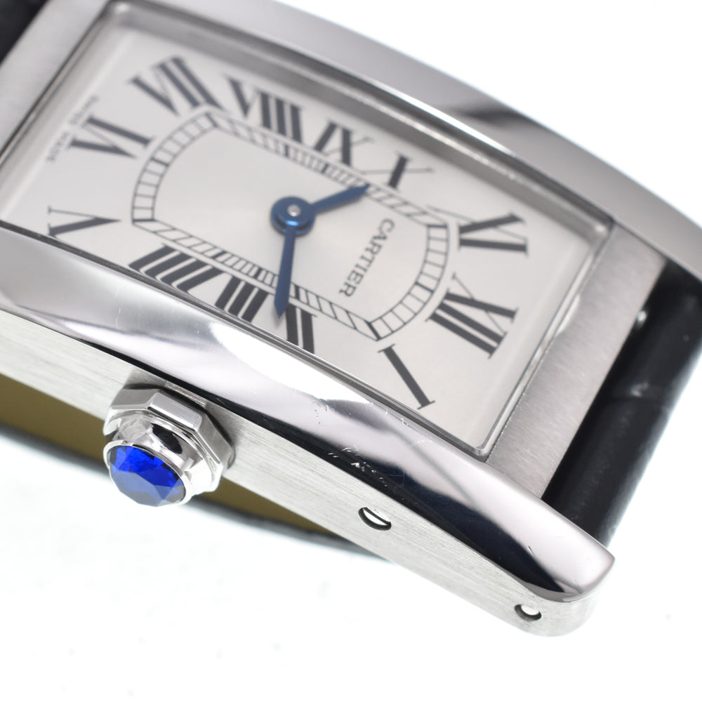 Cartier Tank Americaine Quartz Stainless Steel And Alligator Watch (Pre-Owned)
